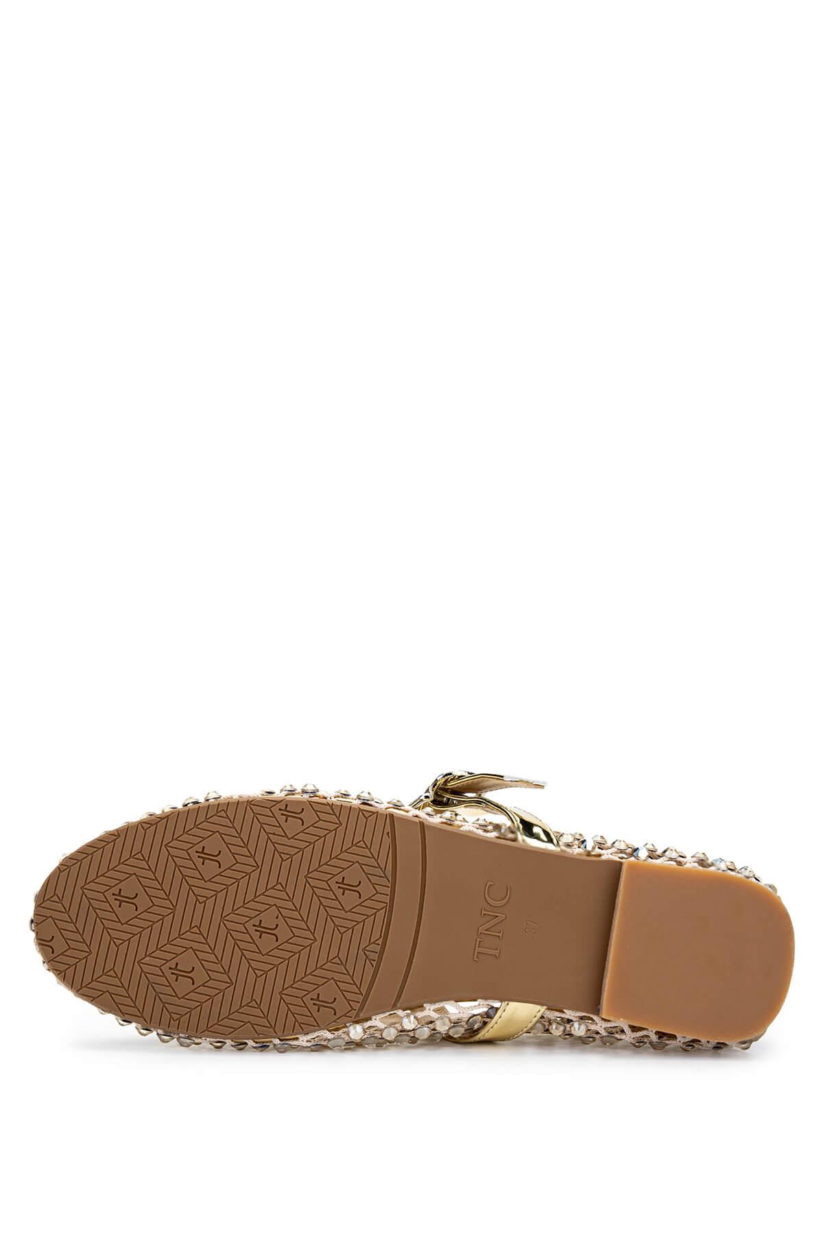 Tamer Tanca Kadın Deri & Tekstil Dore Rugan Babet Ayakkabı