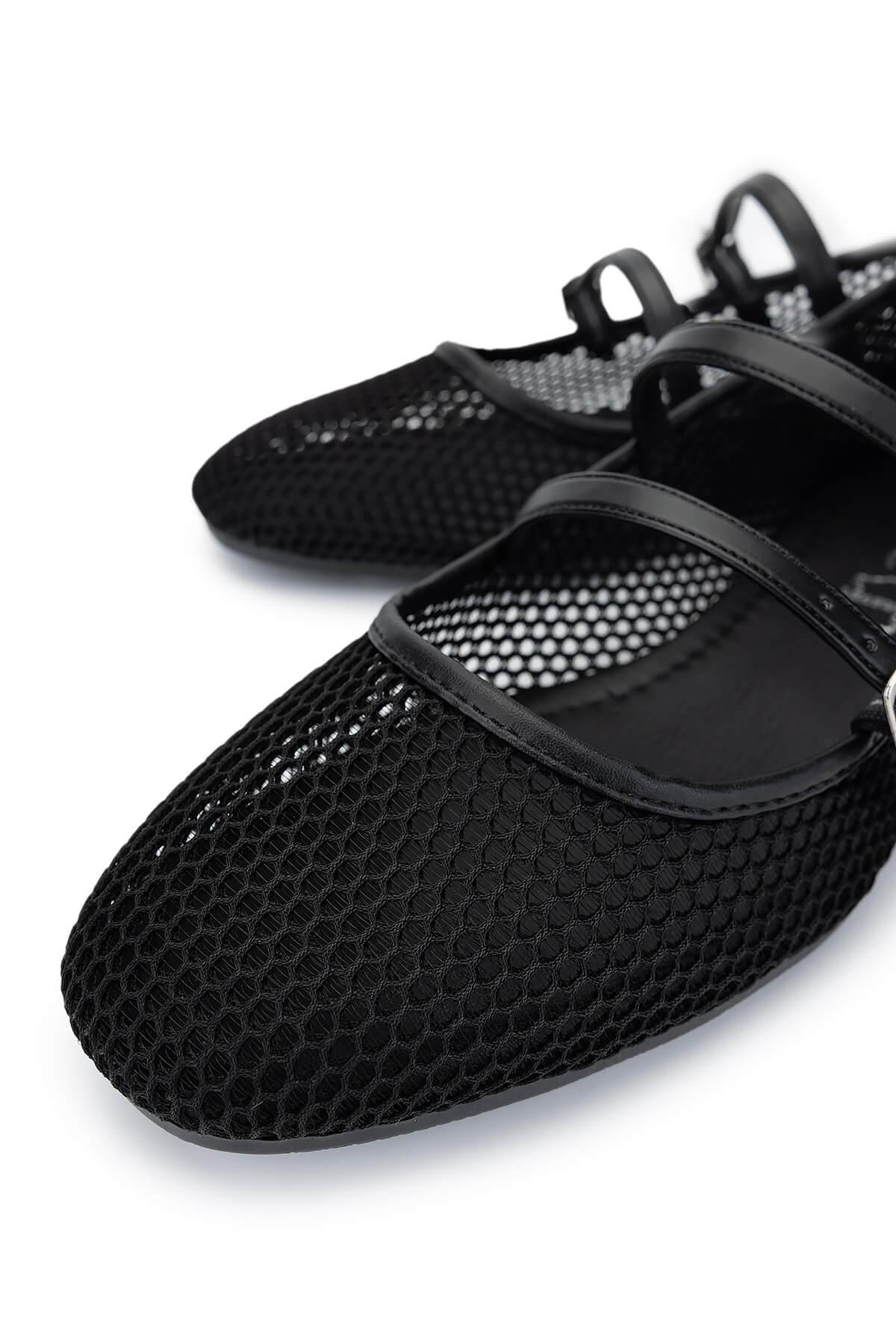 Tamer Tanca Kadın Deri & Tekstil Siyah Babet Ayakkabı