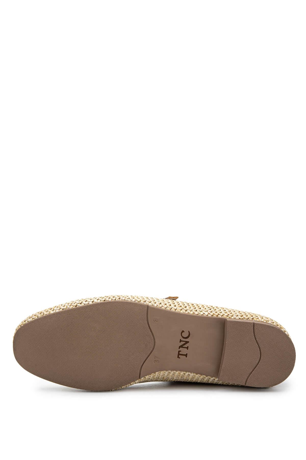 Tamer Tanca Kadın Hakiki Deri Krem Babet Ayakkabı