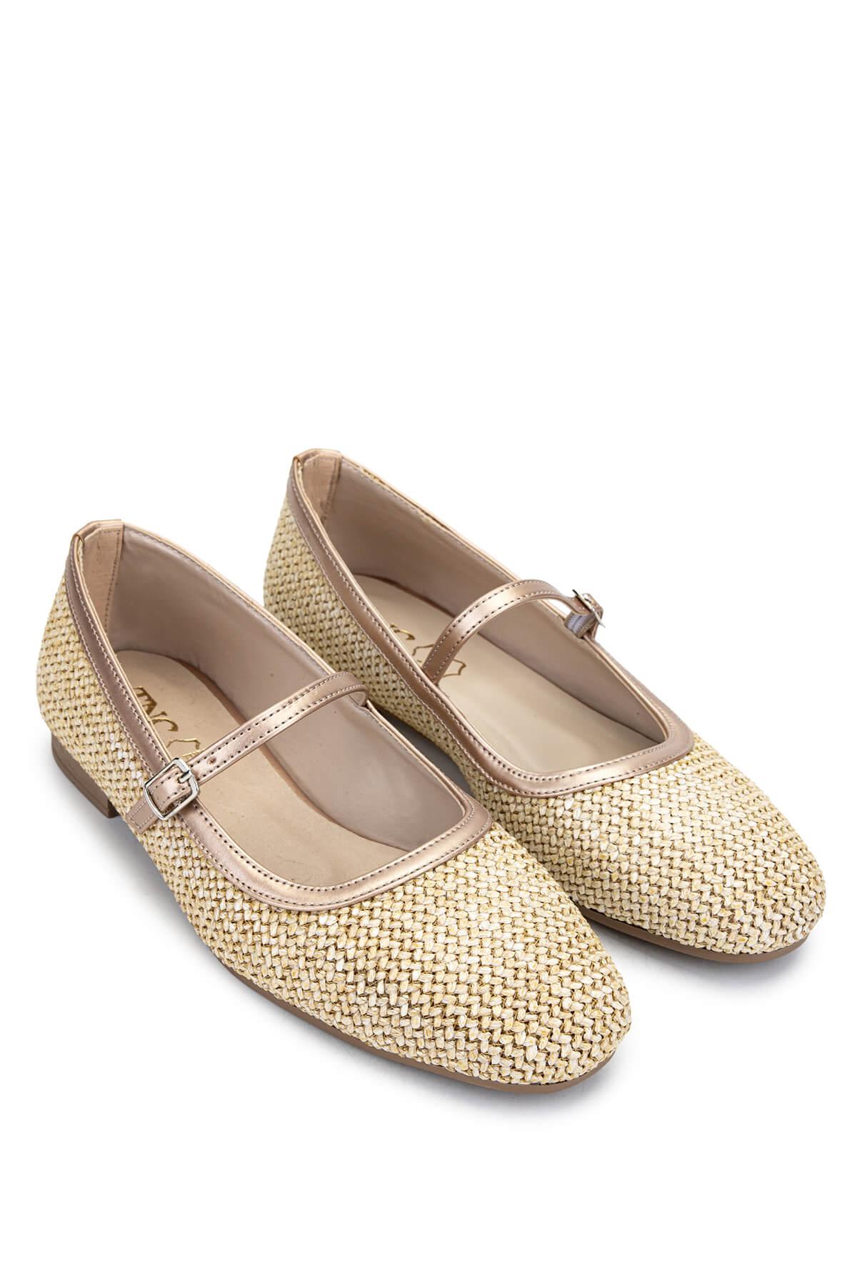 Tamer Tanca Kadın Hakiki Deri Krem Babet Ayakkabı