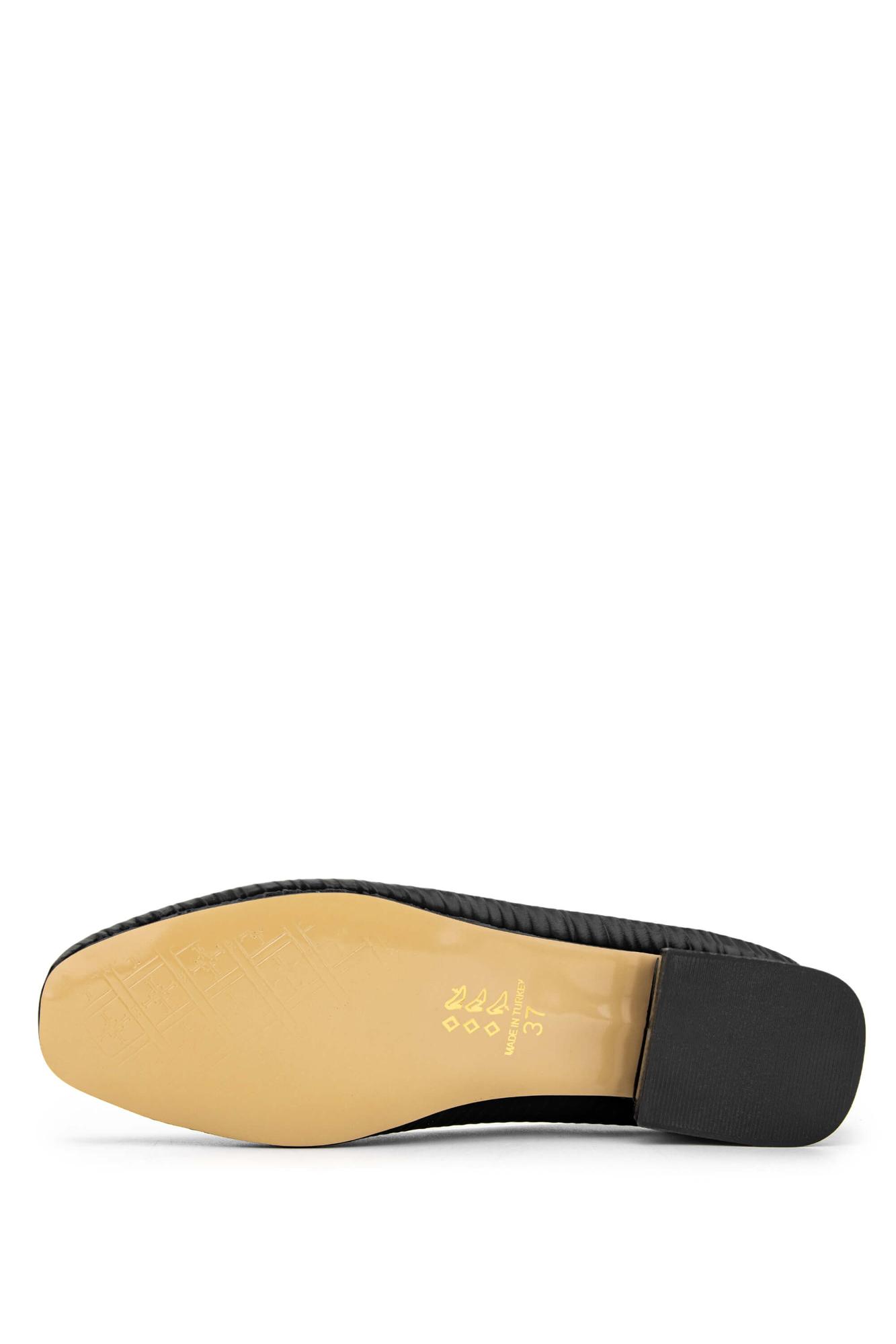 Tamer Tanca Kadın Hakiki Deri Siyah Babet Ayakkabı