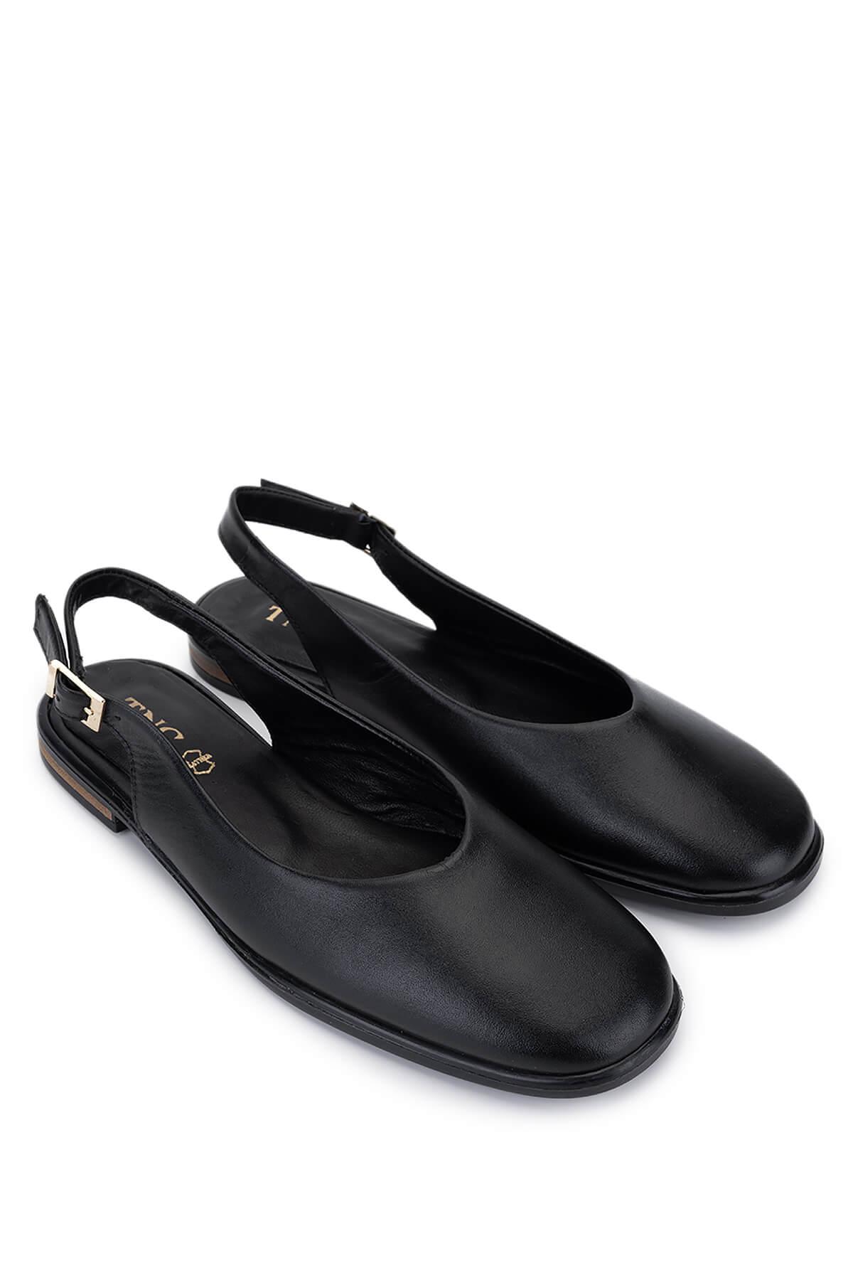 Tamer Tanca Kadın Hakiki Deri Siyah Babet Ayakkabı