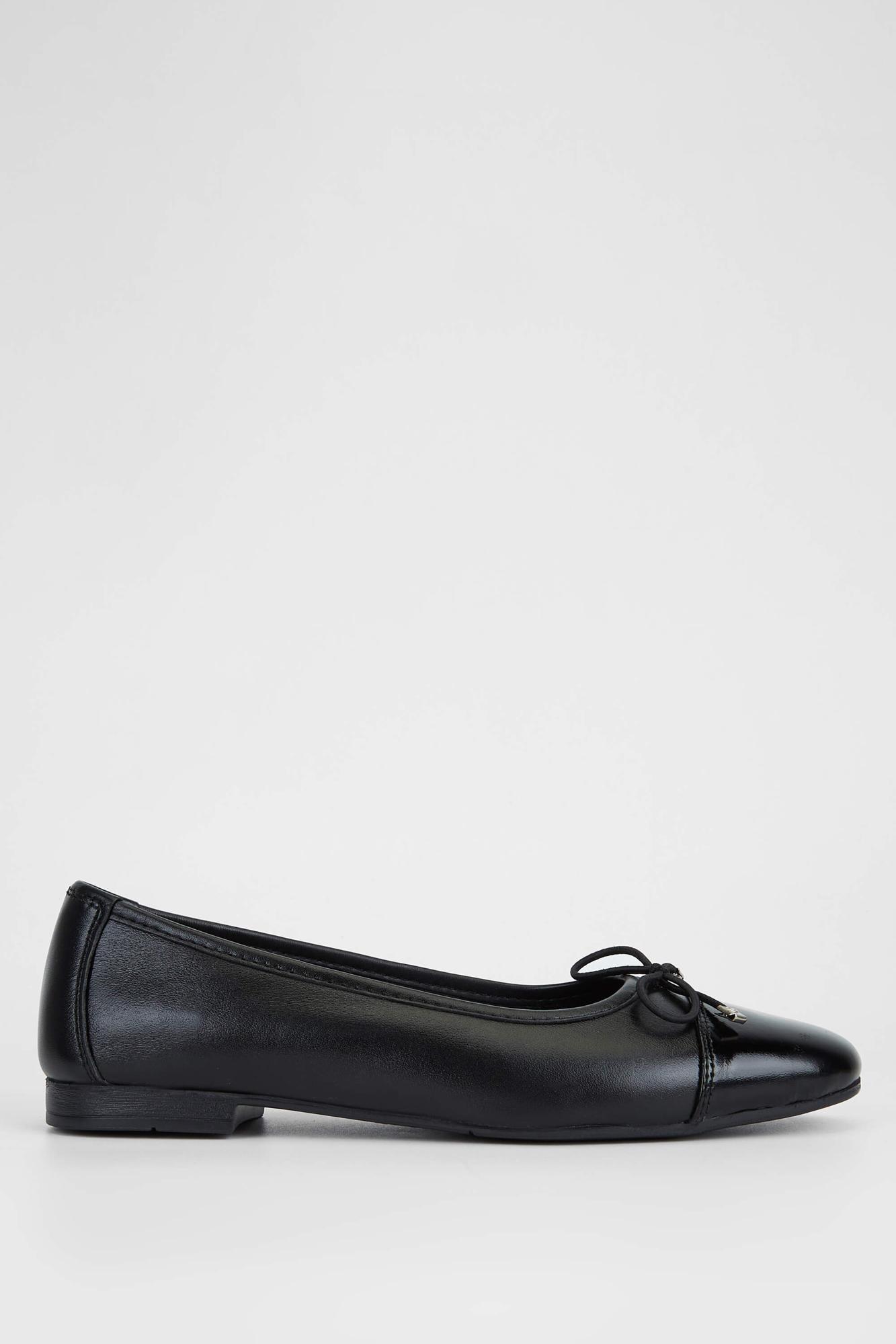 Tamer Tanca Kadın Hakiki Deri Siyah Deri Babet Ayakkabı