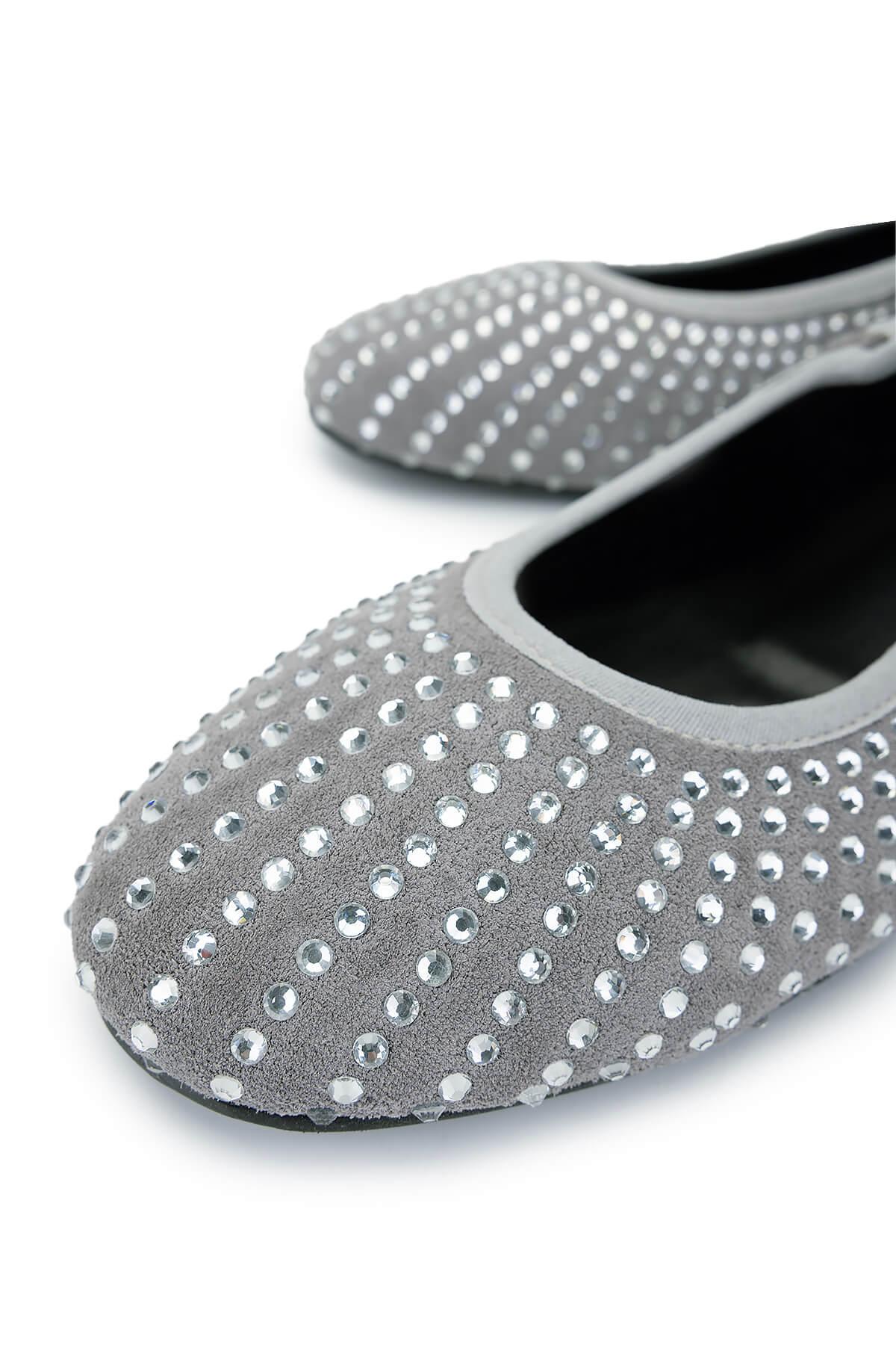 Tamer Tanca Kadın Hakiki Deri Gri Babet Ayakkabı