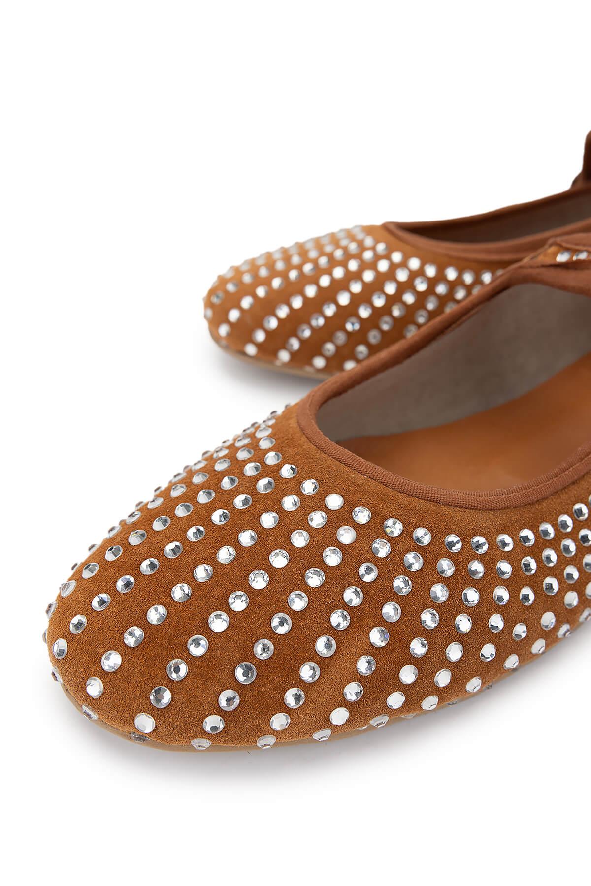 Tamer Tanca Kadın Hakiki Deri Taba Süet Babet Ayakkabı