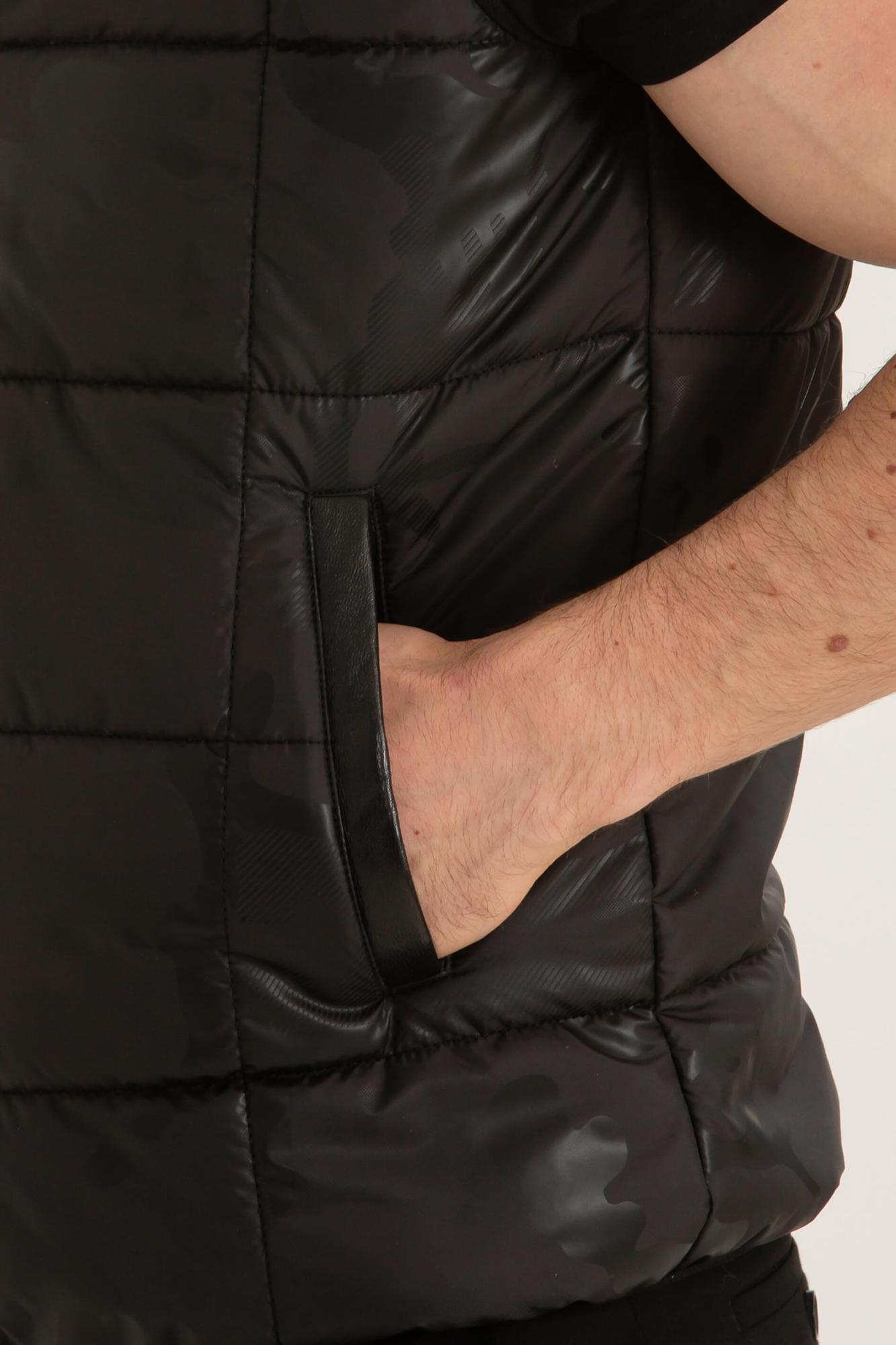 Tamer Tanca Erkek Tekstil Deri Siyah Yelek Deri Mont