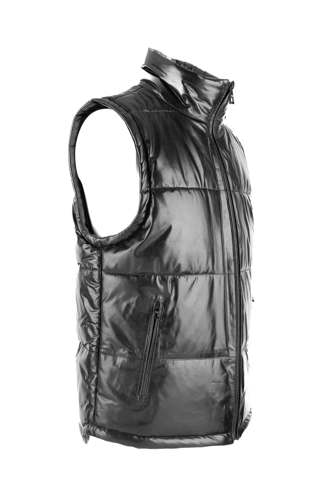 Tamer Tanca Erkek Hakiki Deri Siyah Yelek Deri Mont