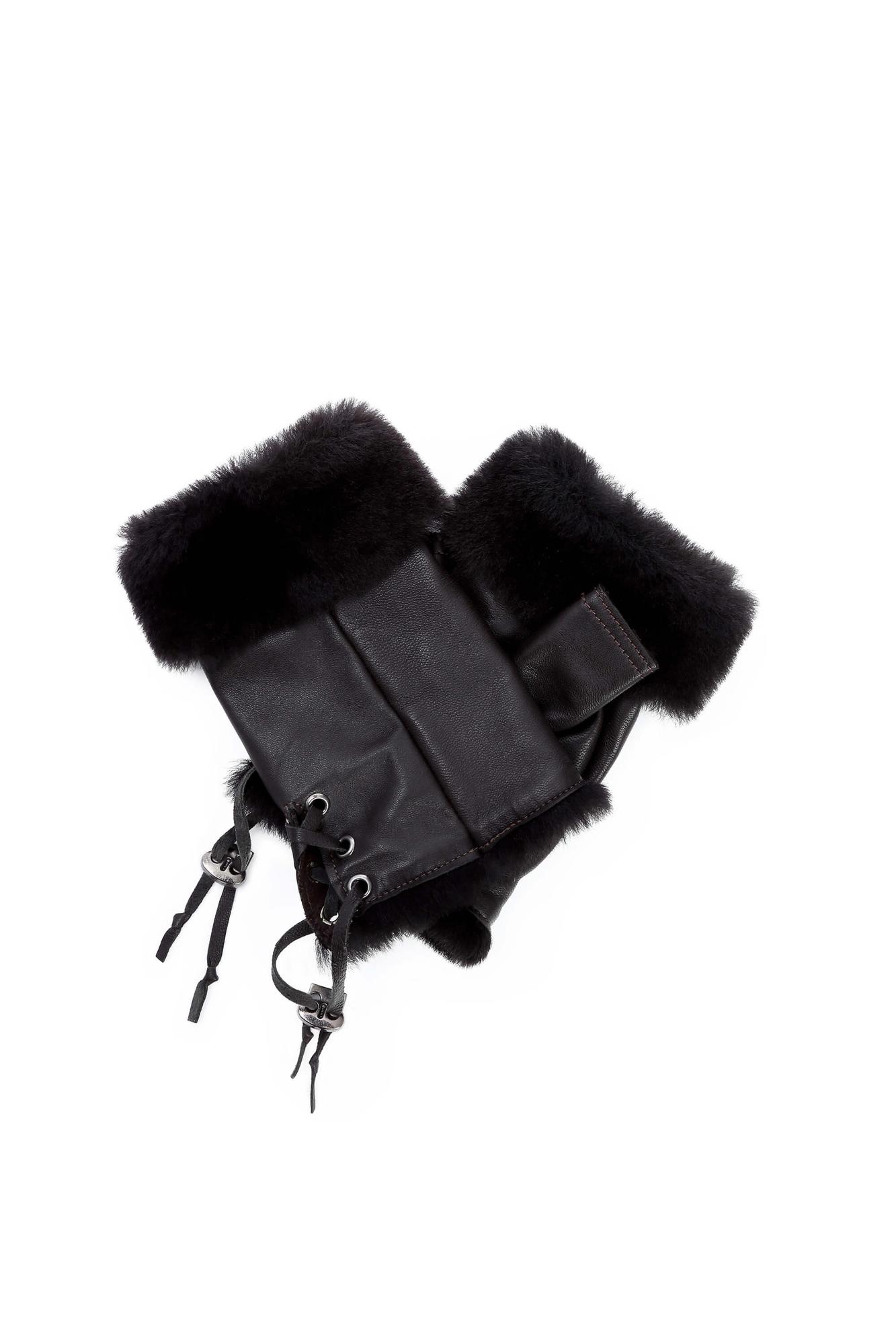 Tamer Tanca Kadın Kuzu Kürk Kahverengi Eldiven ELDIVEN