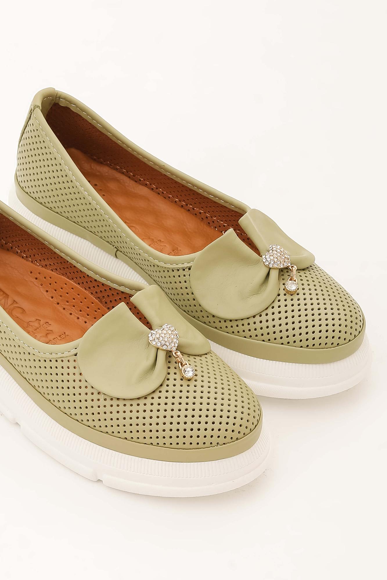 Tamer Tanca Kadın Hakiki Deri Yeşil Comfort Ayakkabı