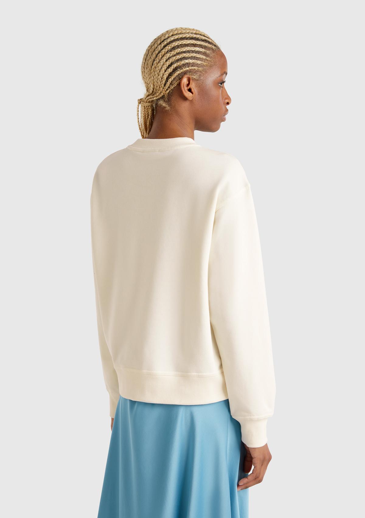 Kadın Krem Koton Karışımlı Çiçek Desenli Sweatsihrt