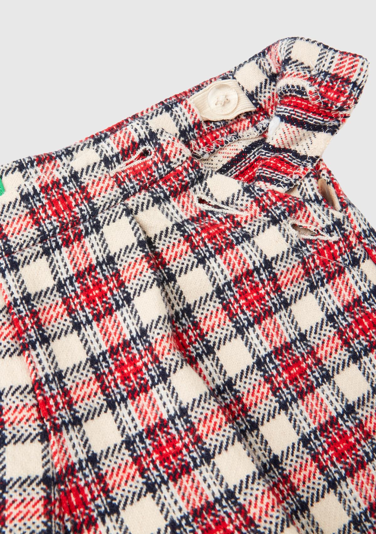 Kız Çocuk Bordo Mix Ekoseli Mini Şort