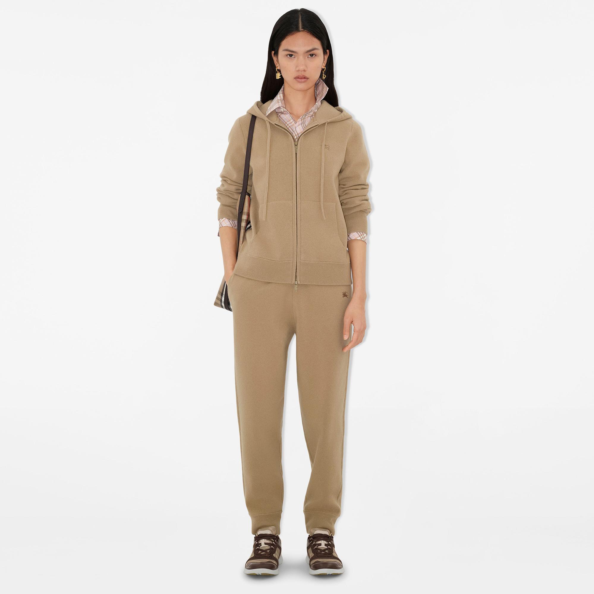 Burberry Cashmere Blend Zip Kadın Bej Hoodie