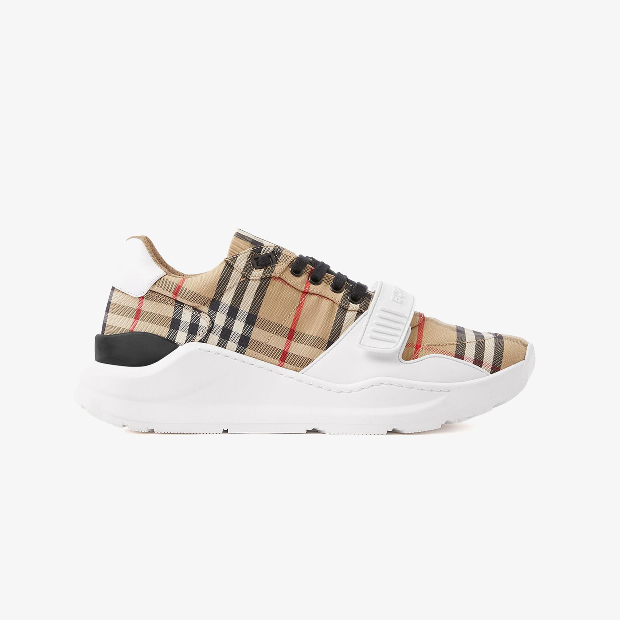 Burberry Check, Suede and Leather Erkek Bej Sneaker