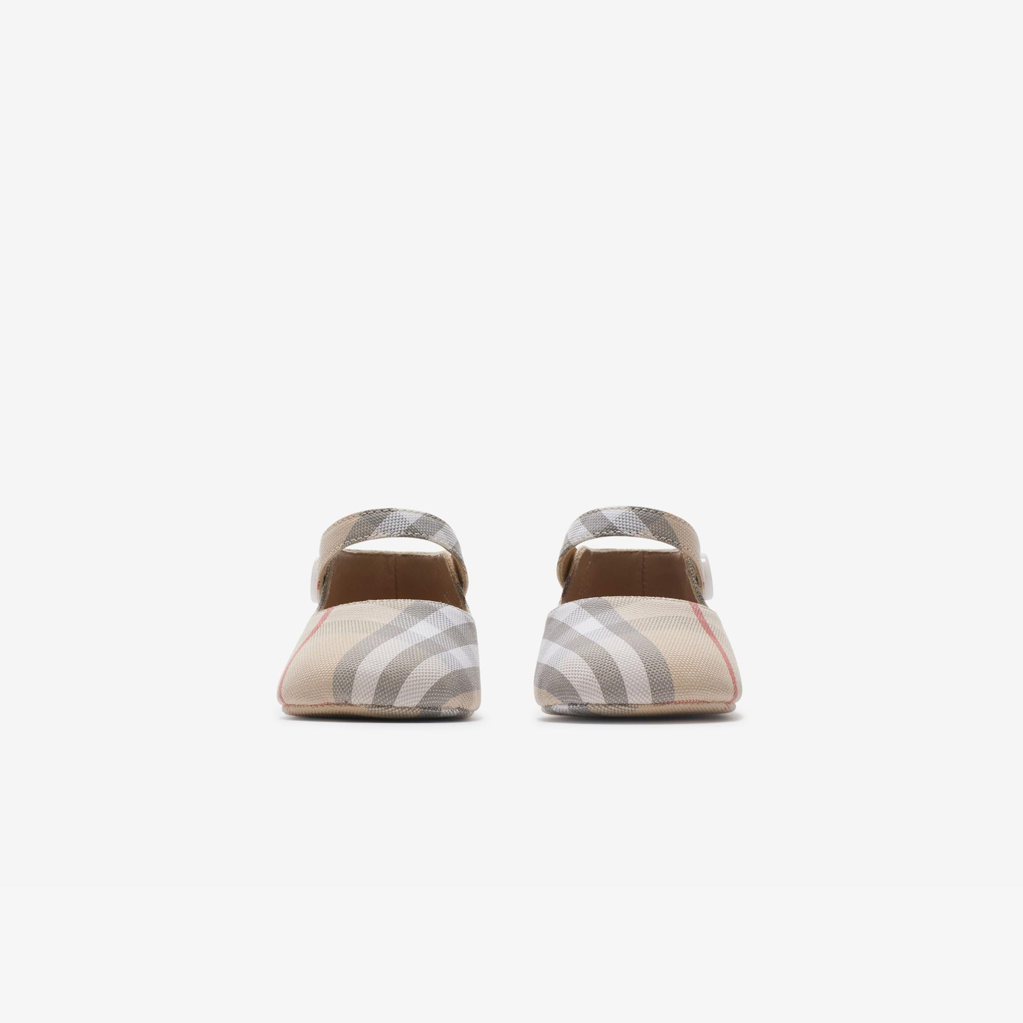 Burberry Check Pamuklu Mary Jane Çocuk Bej Sneaker