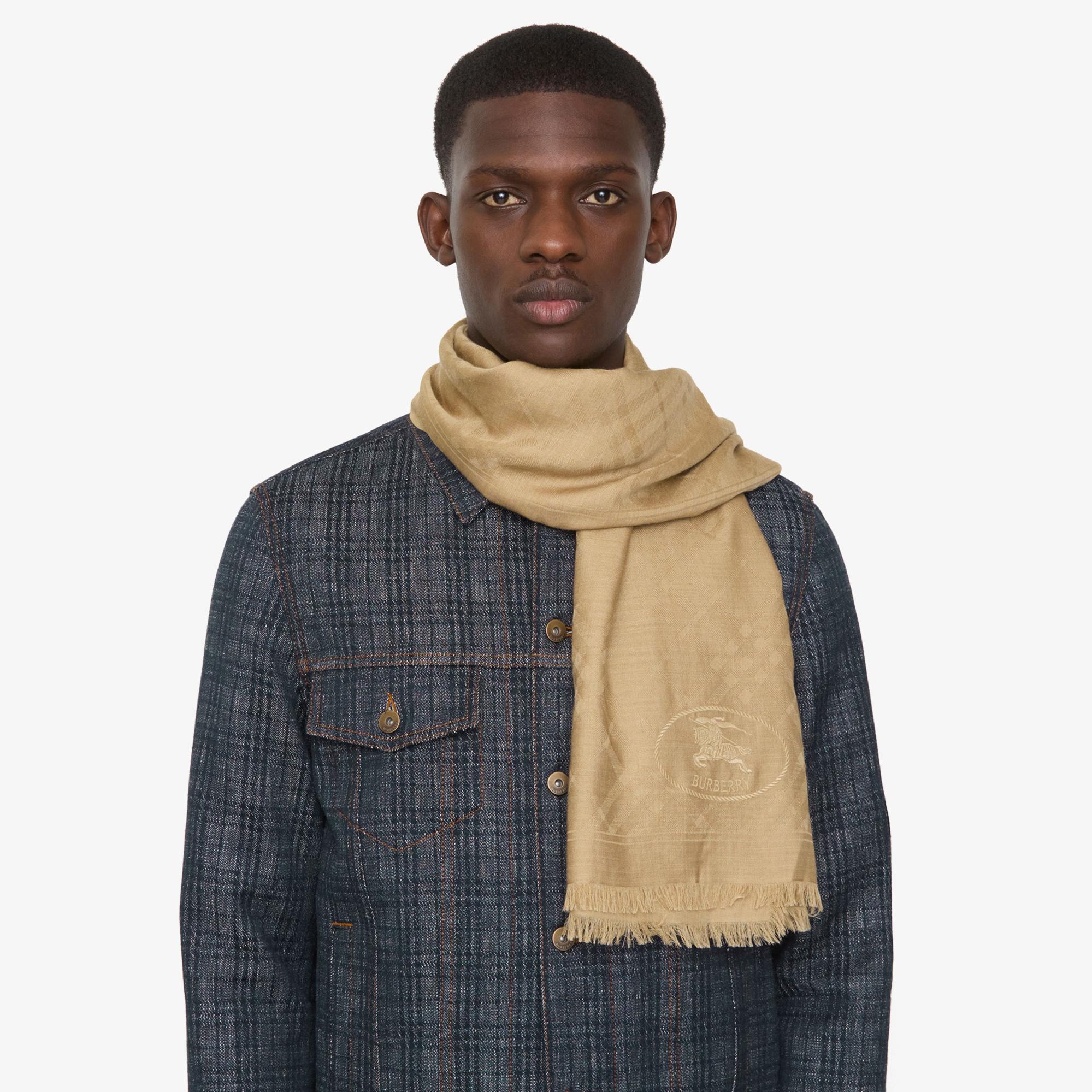 Burberry Med Wide Check Wool Silk Kadın Bej Atkı