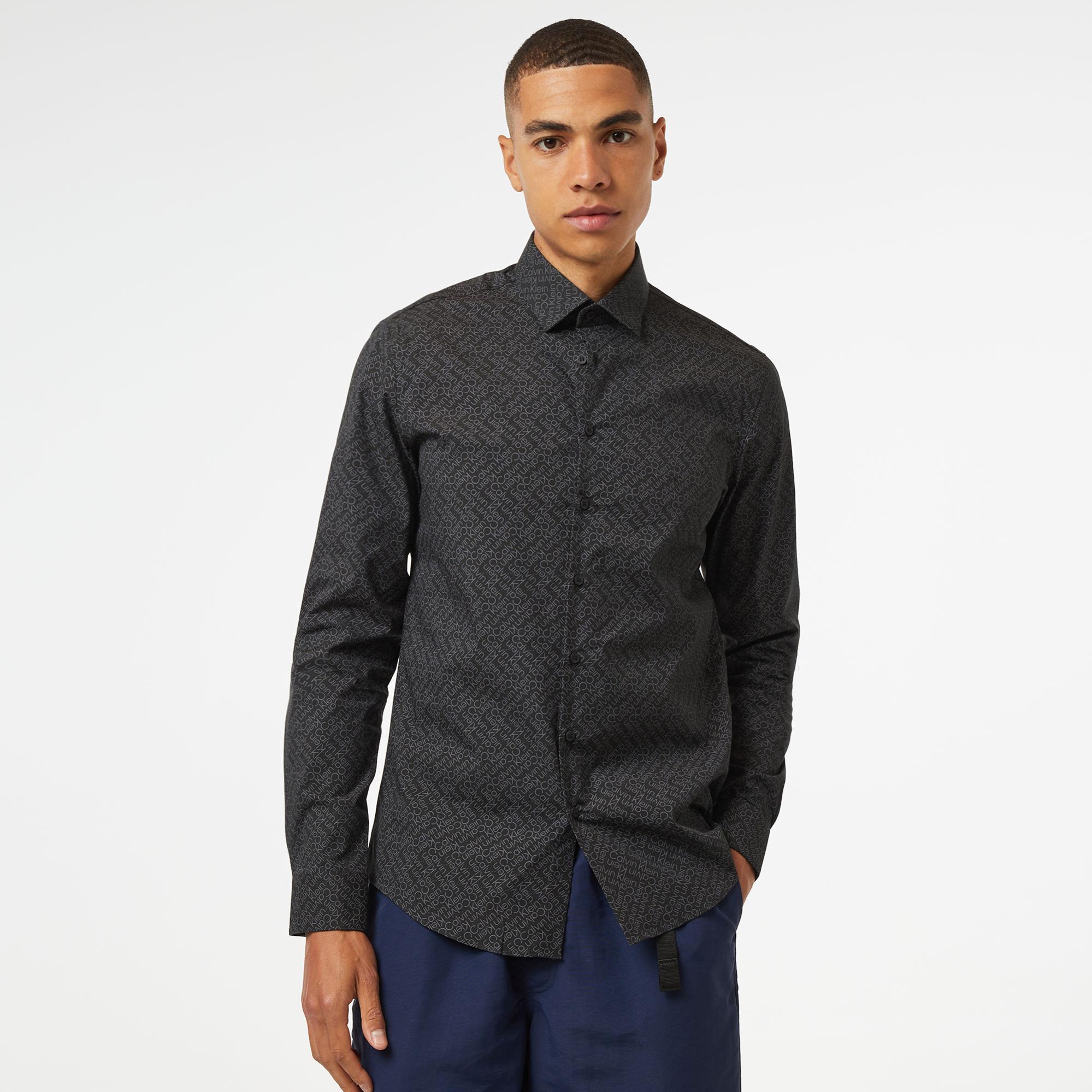 Calvin Klein Contrast & Prints Erkek Siyah Gömlek