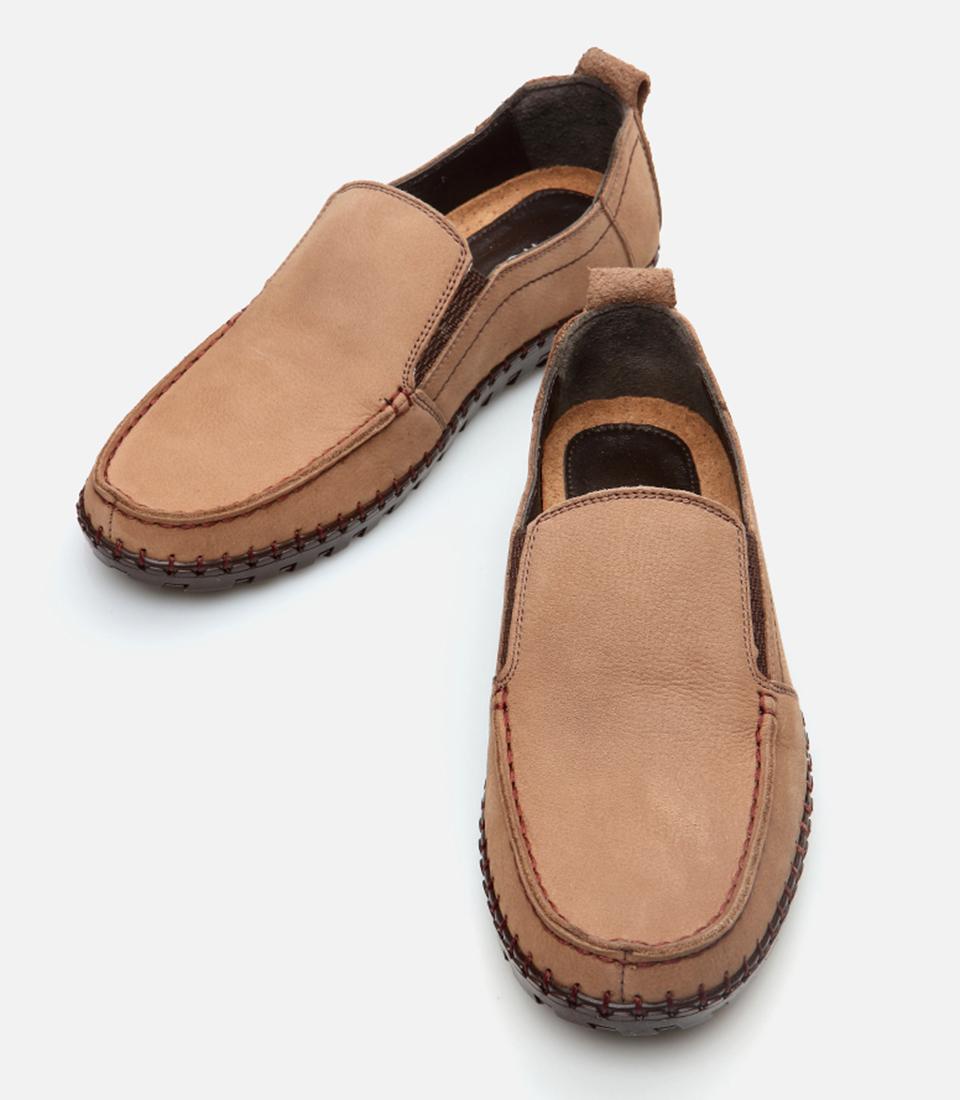 Erkek Deri Bej Günlük Ayakkabı