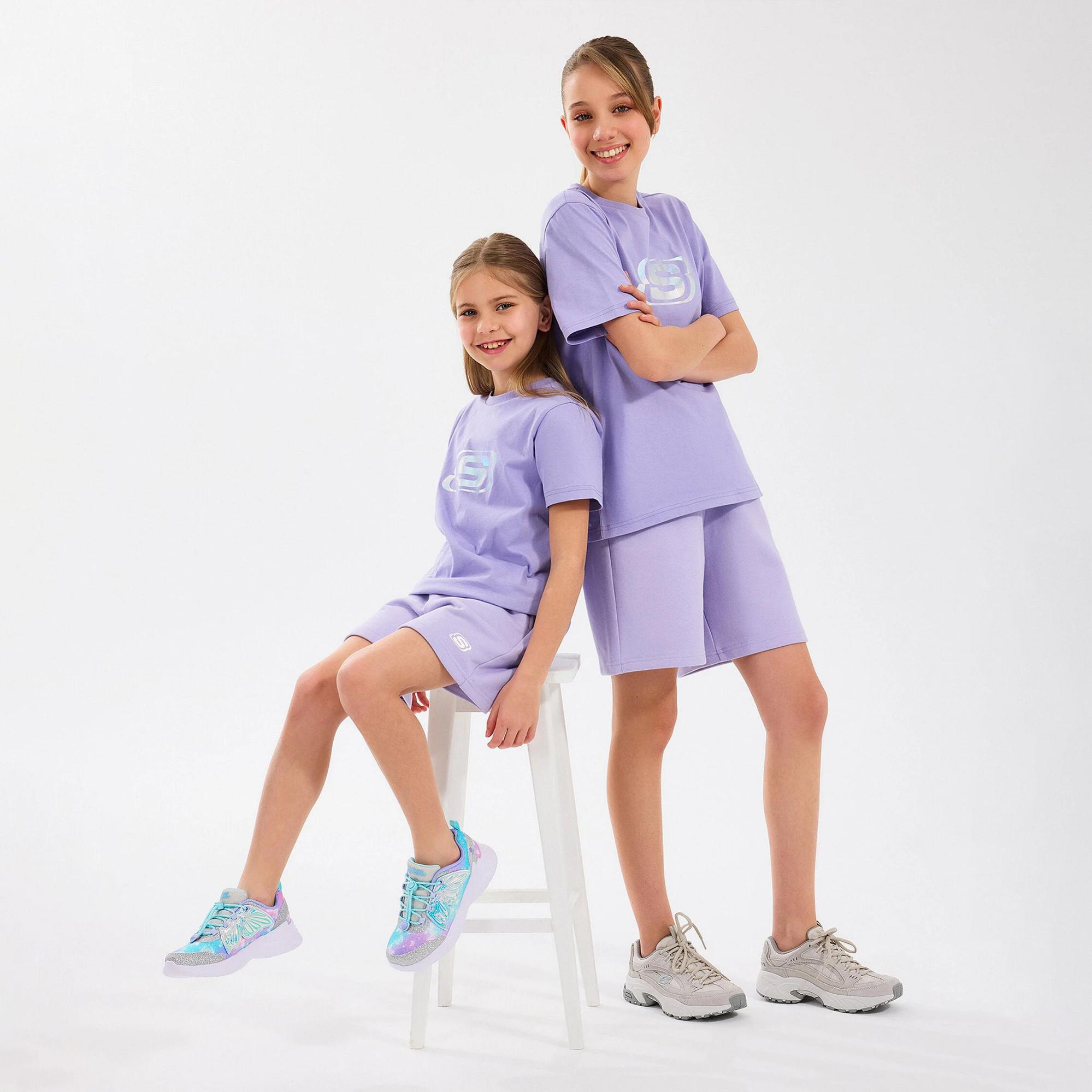 Skechers Fleece Çocuk Mor Şort