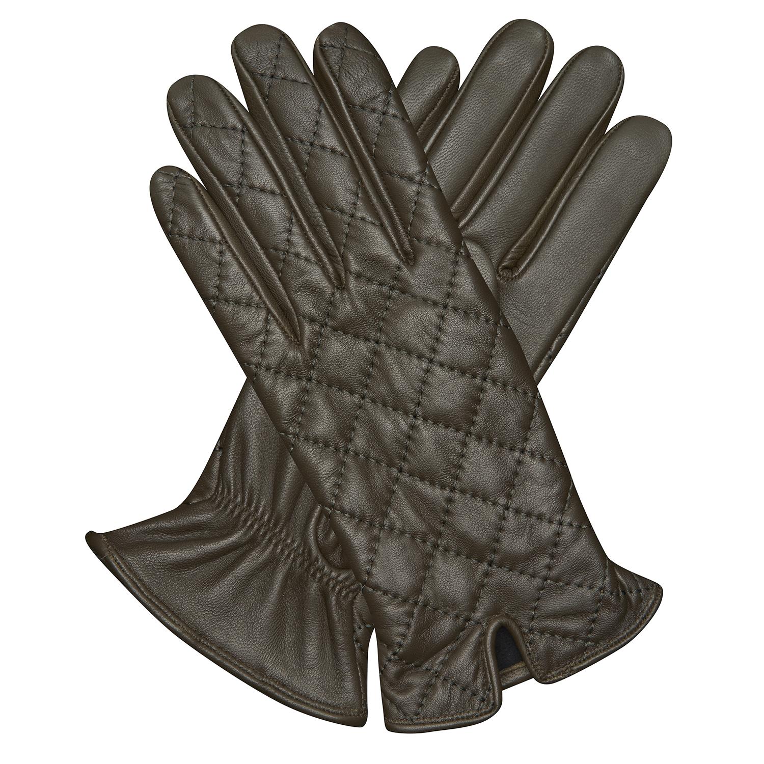 Haki Kadın Kapitone Deri Eldiven