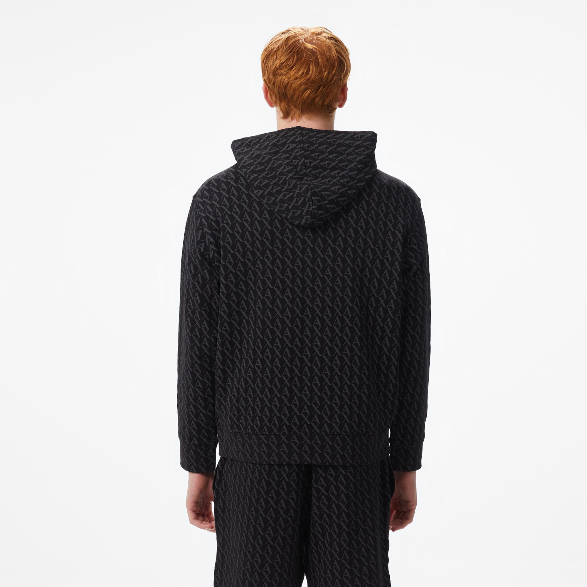 Armani Exchange Erkek Siyah Kapüşonlu Sweatshirt