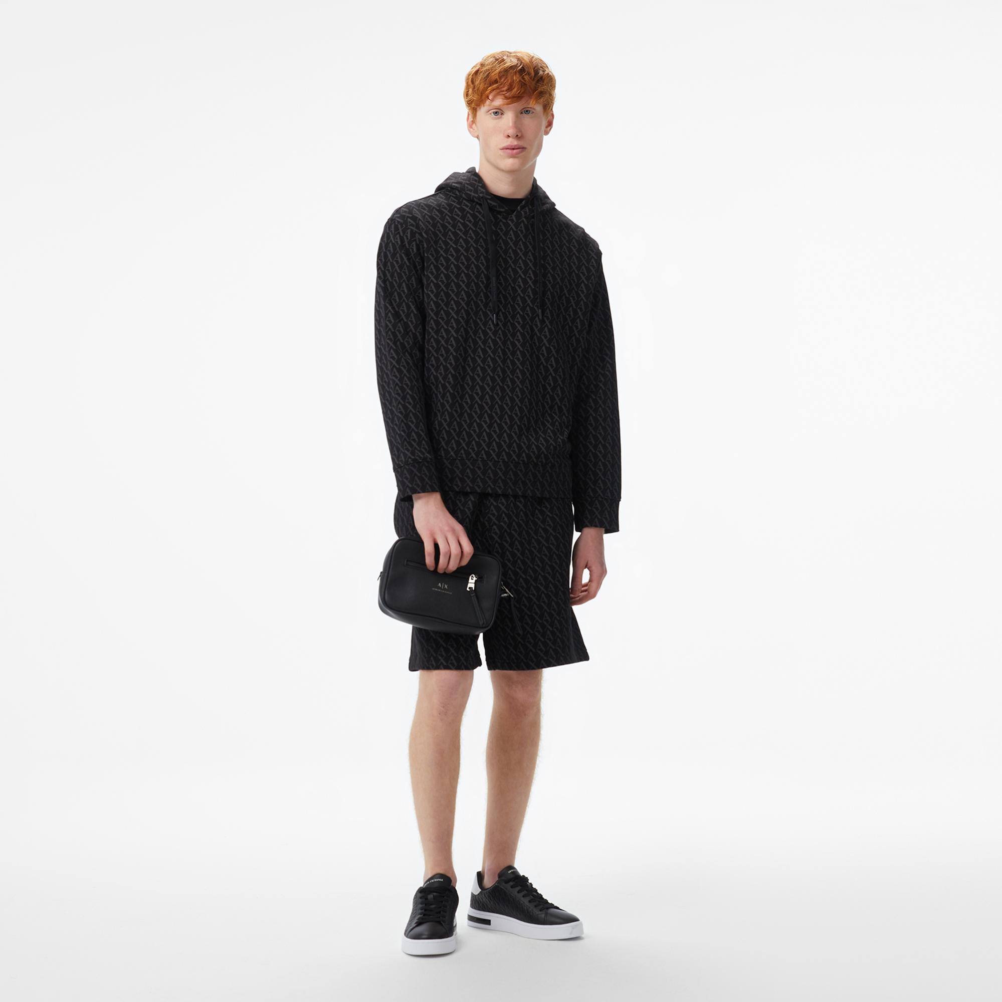 Armani Exchange Erkek Siyah Kapüşonlu Sweatshirt