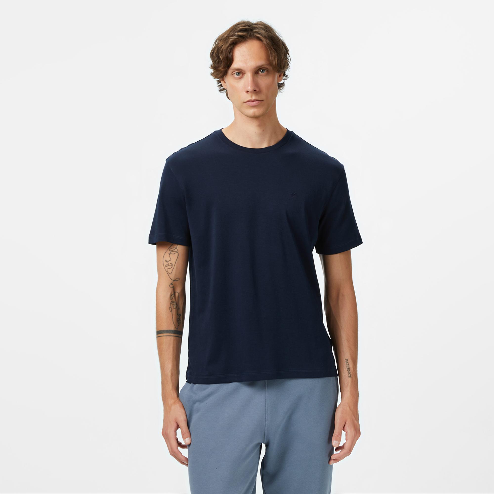 Calvin Klein Supima Chest Erkek Lacivert T-Shirt