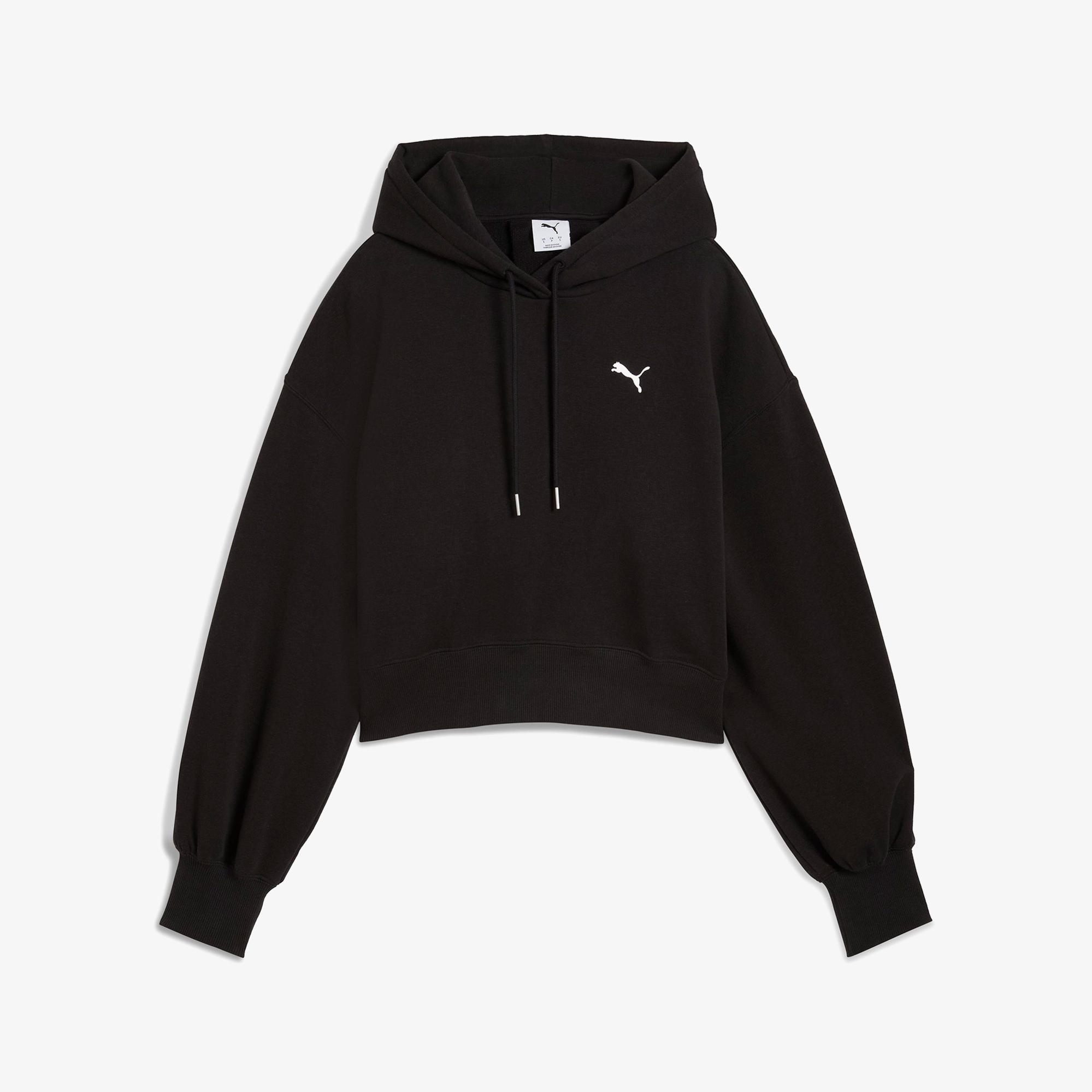 Puma Wardrobe Essential Relaxed Cropped Kadın Siyah Sweatshirt