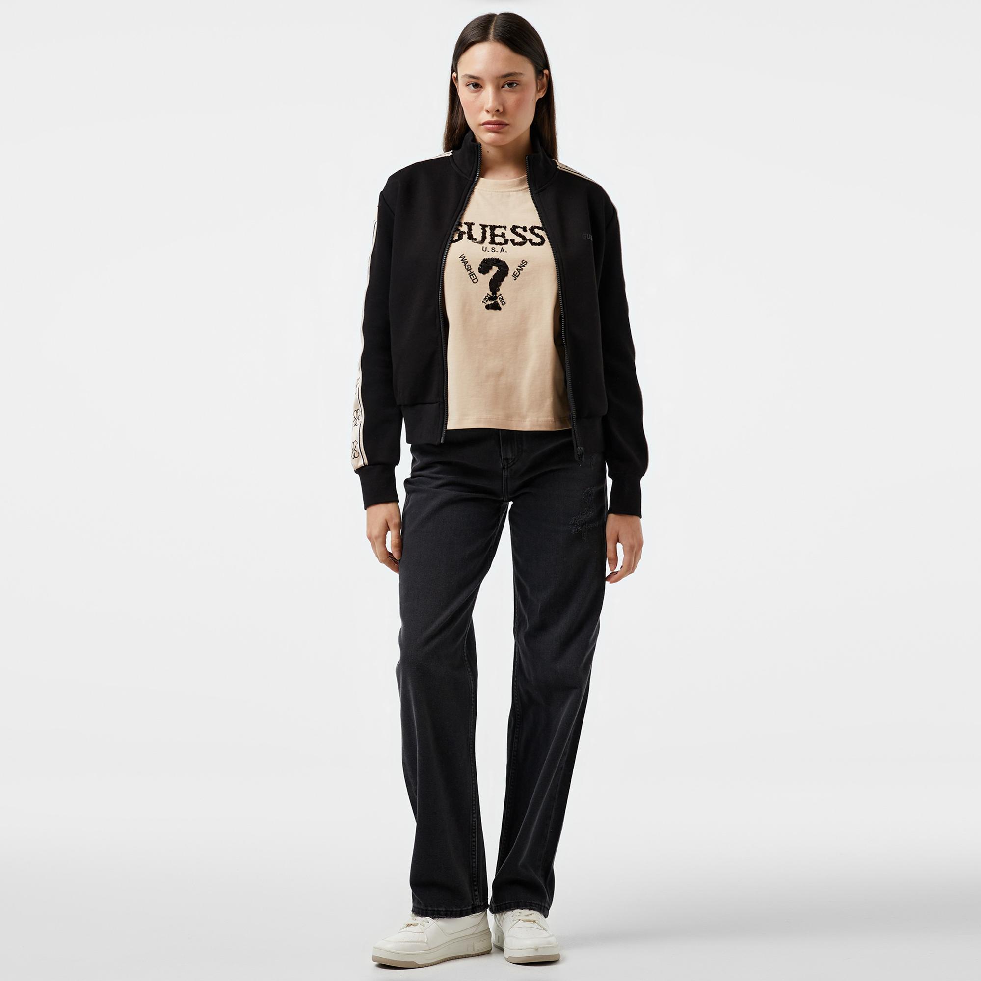 Guess Britney Punto Kadın Siyah Sweatshirt