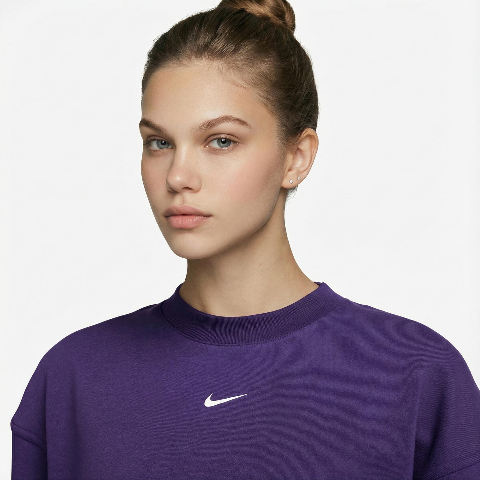 Nike Pro Dri-Fit Fleece Kadın Mor Sweatshirt
