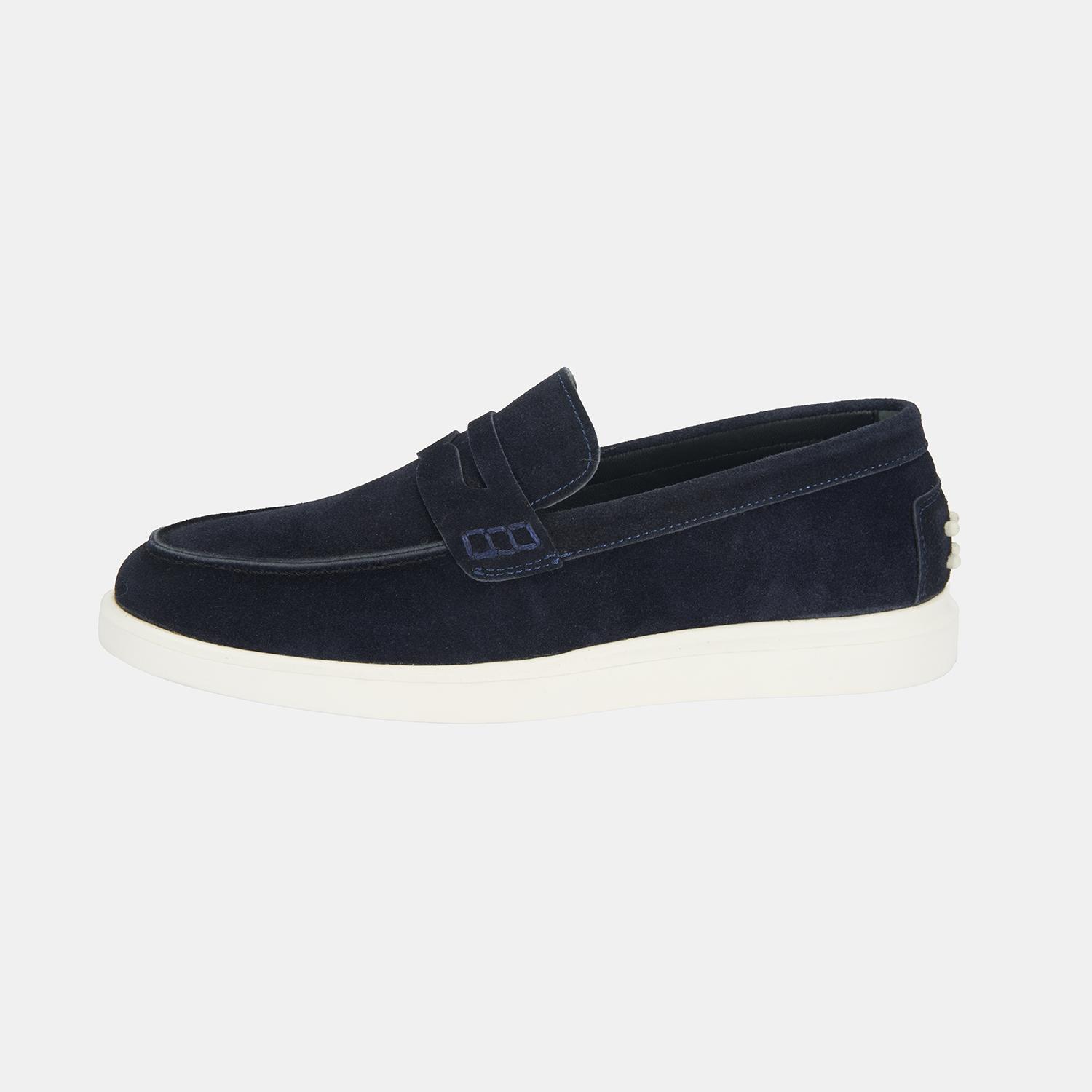 Erkek Lacivert Slip-On Süet Loafer
