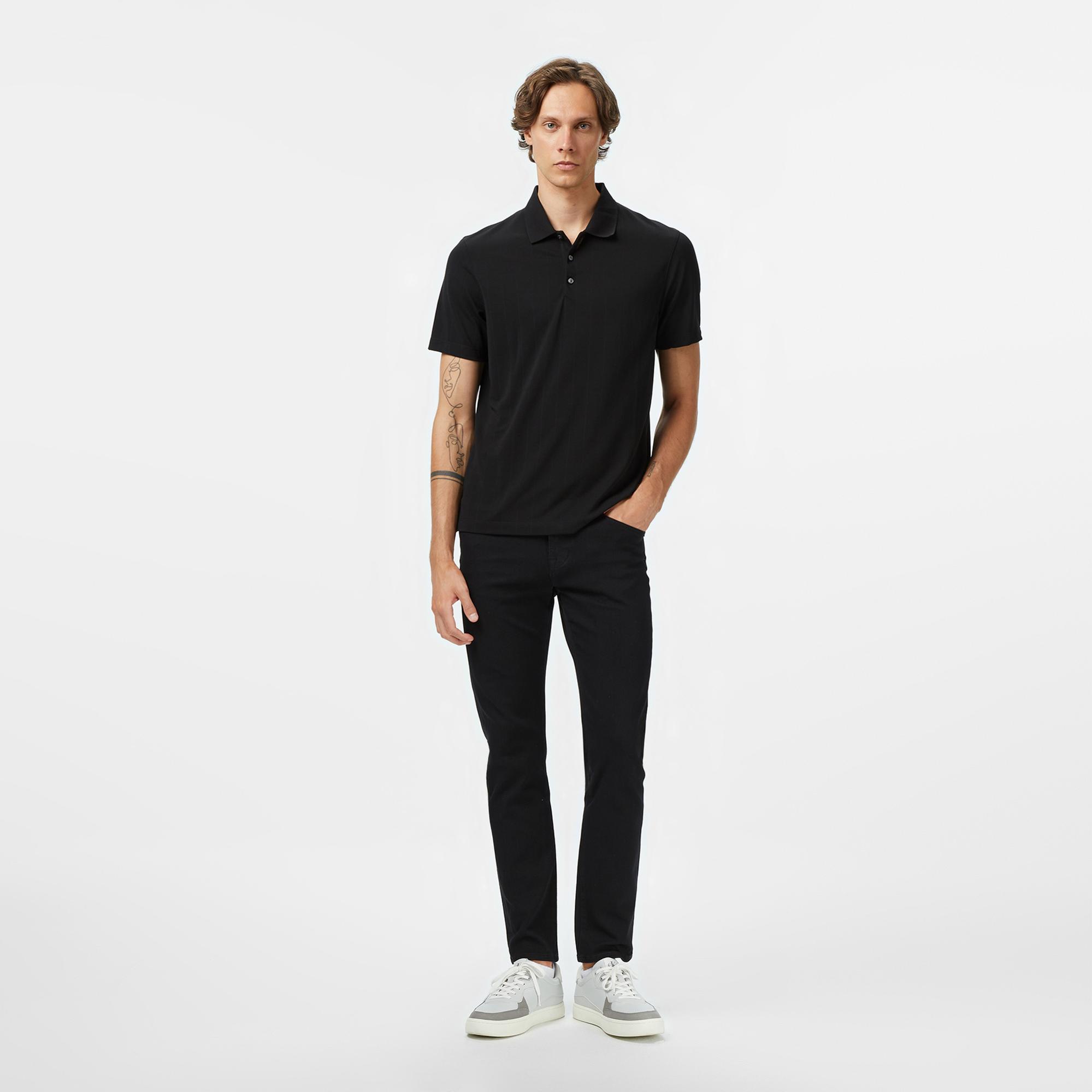 Calvin Klein Stripe Jacquard Erkek Siyah Polo