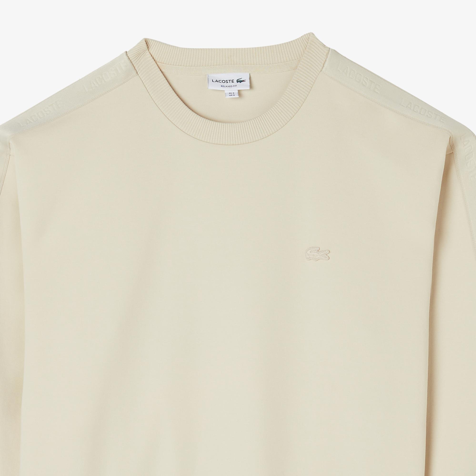 Lacoste Erkek Relaxed Fit Bisiklet Yaka Açık Krem Sweatshirt