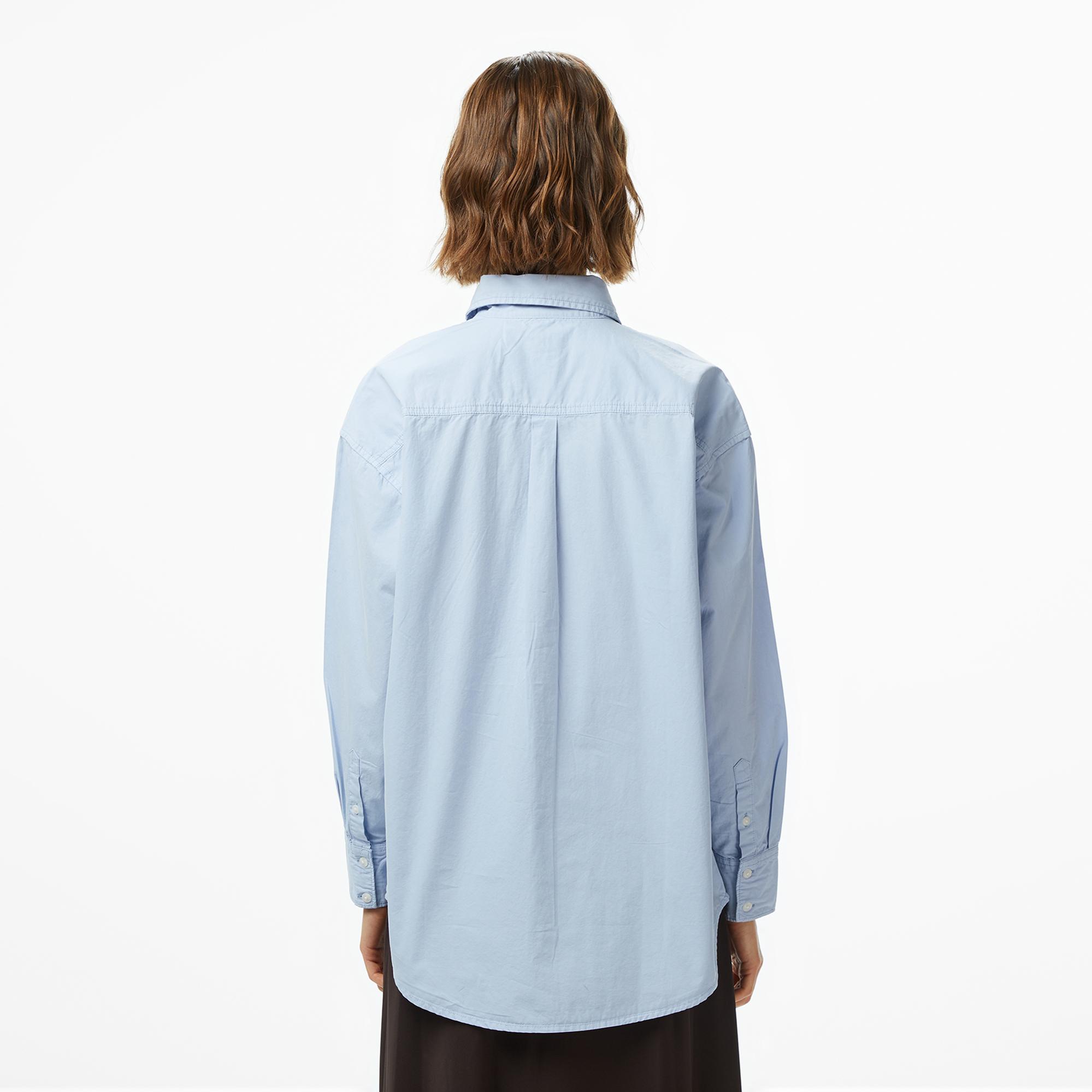 Guess Oversized Cepli Kadın Mavi Gömlek