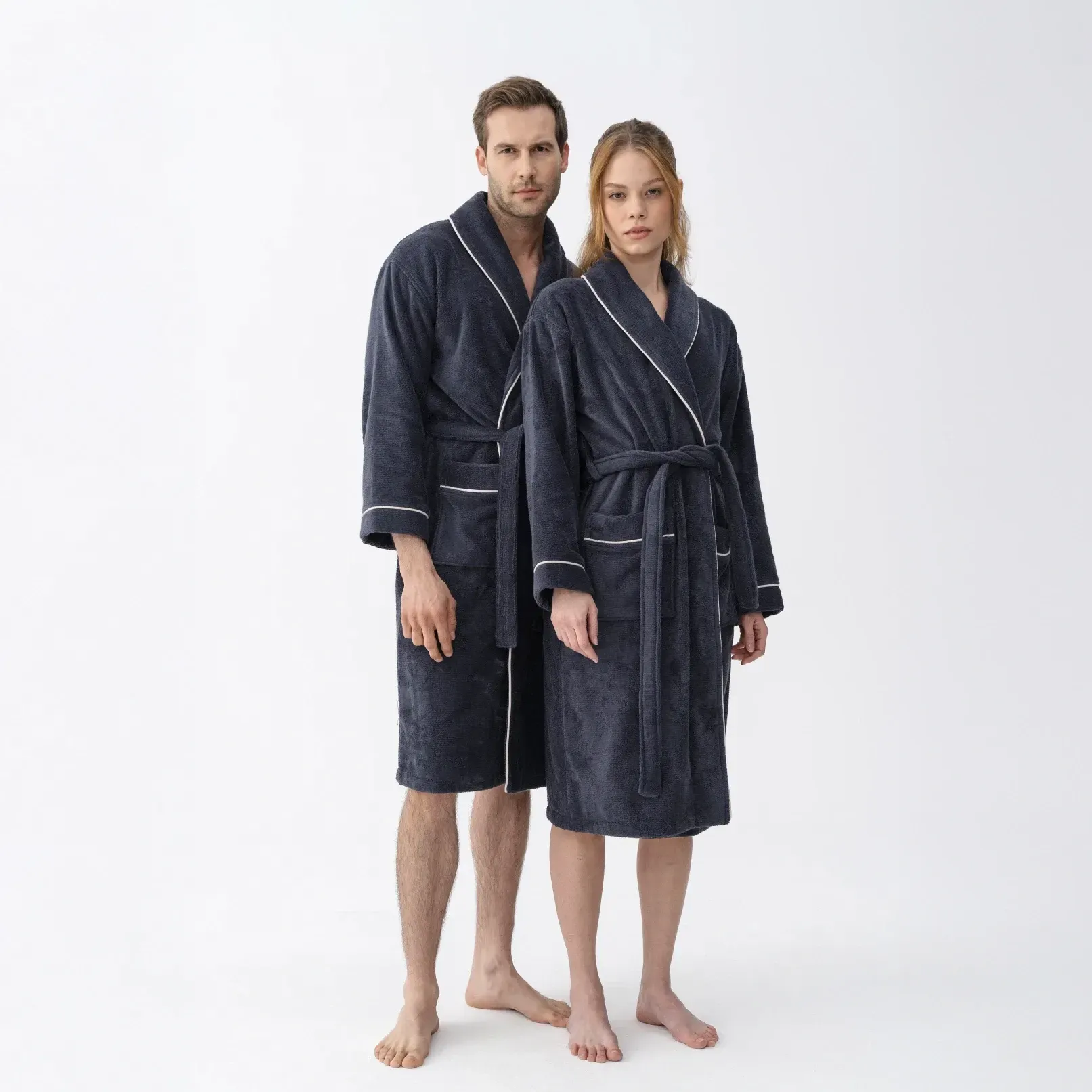 Qua Home Pansy Pima Pamuk Unisex Bornoz Antrasit