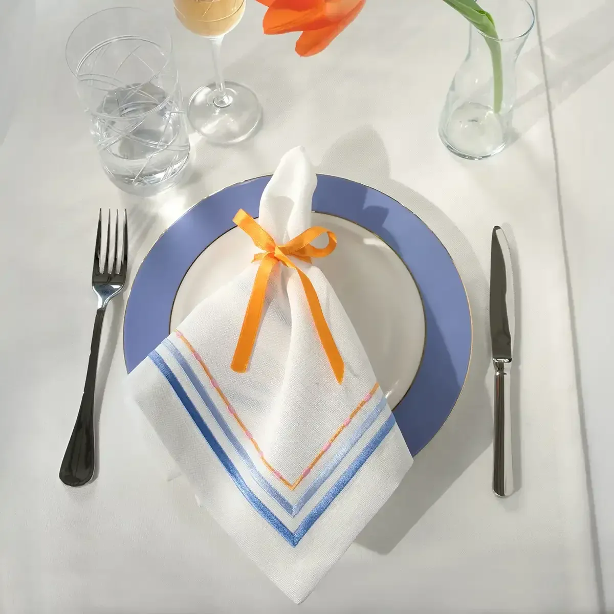 Sahara Peçete Beyaz Mavi 40x40 cm