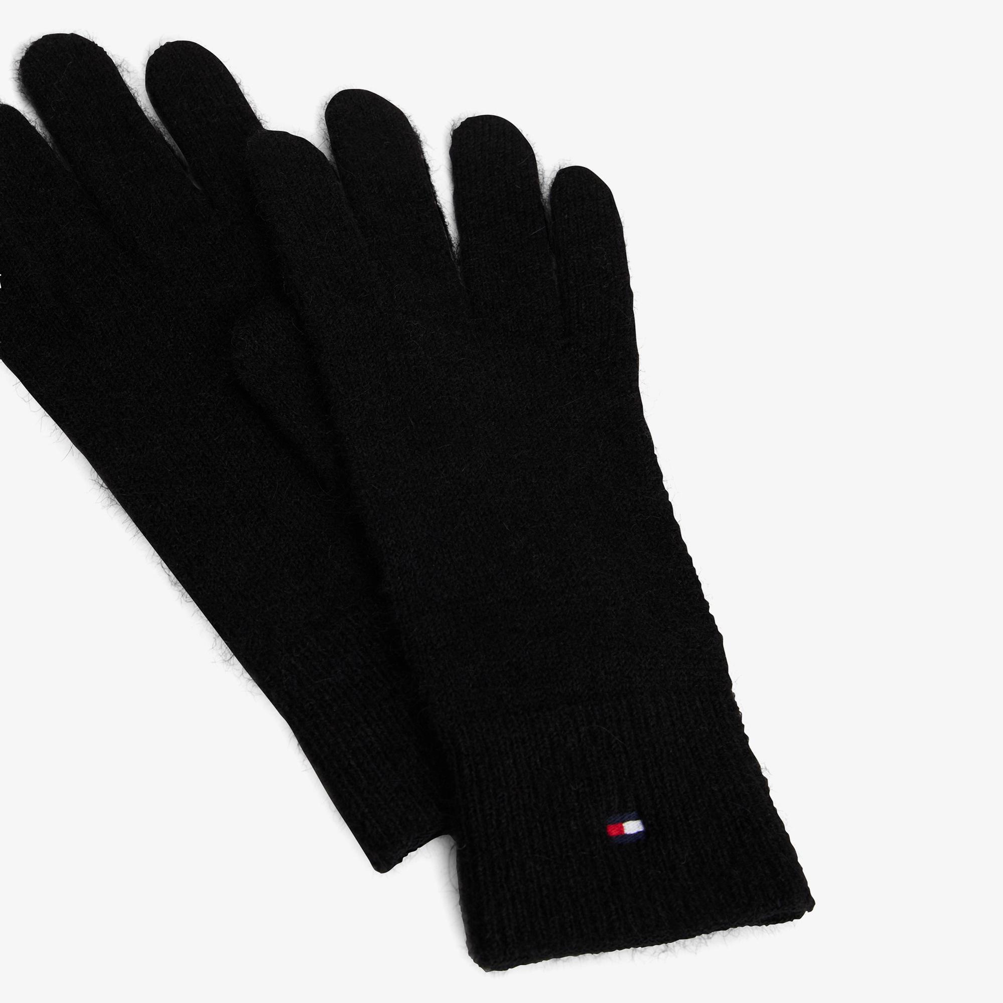 Tommy Hilfiger Flag Fluffy Knit Kadın Siyah Eldiven