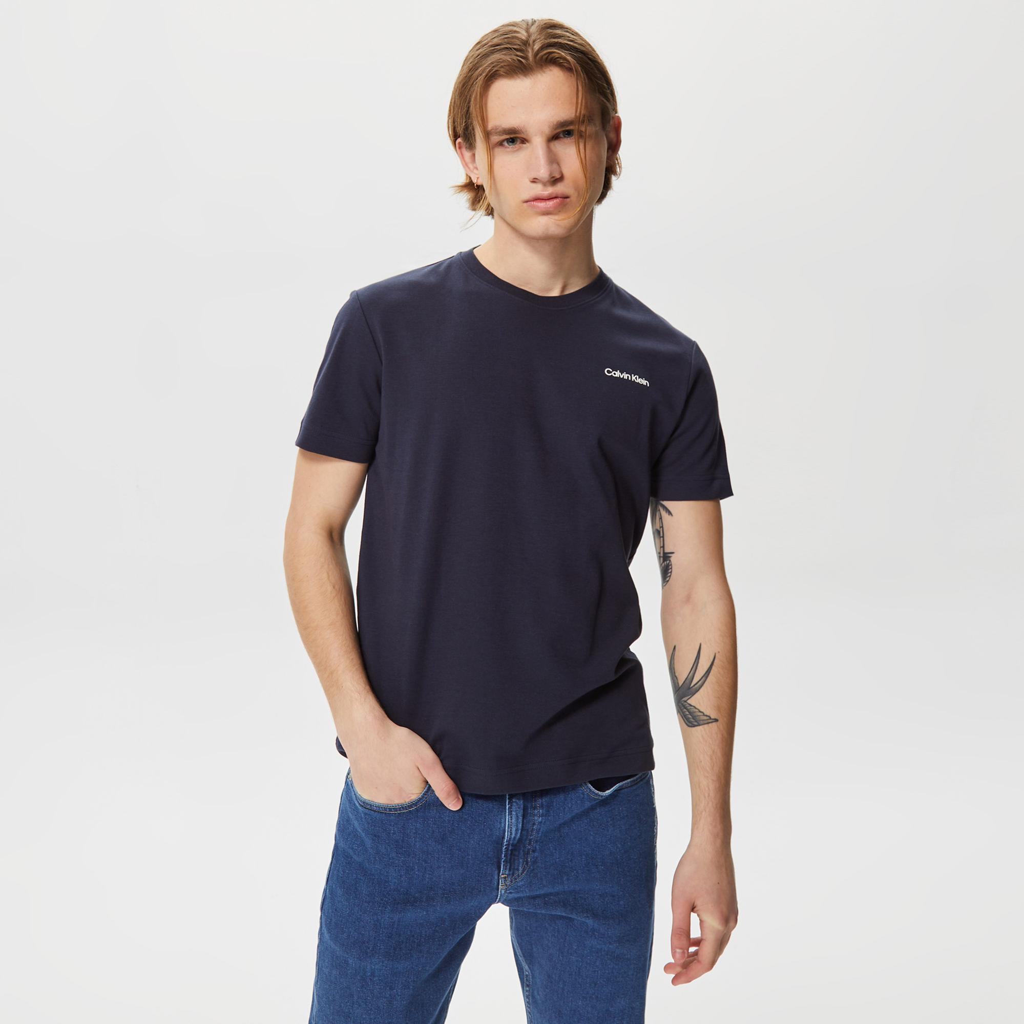 Calvin Klein Micro Logo Interlock Erkek Lacivert T-Shirt