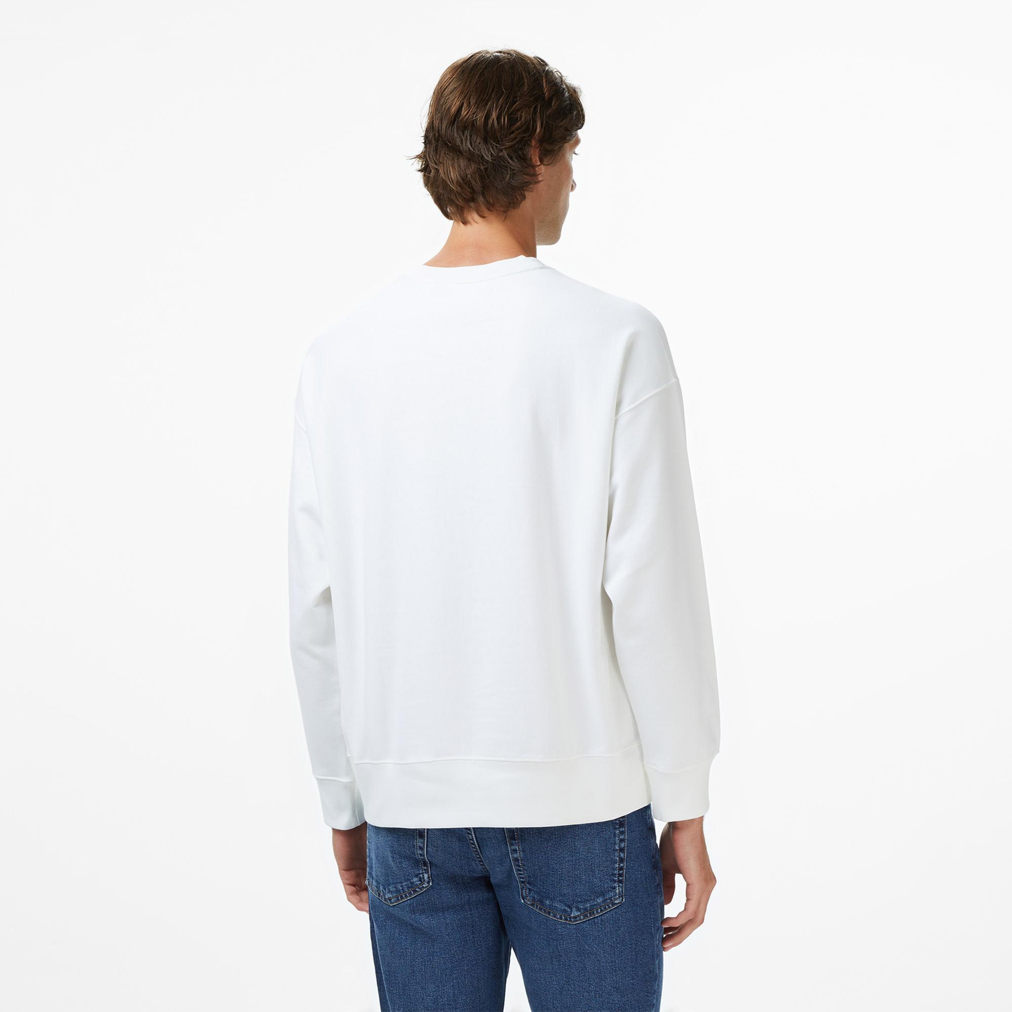 Calvin Klein Premium Terry Sport Graphic Erkek Beyaz Sweatshirt