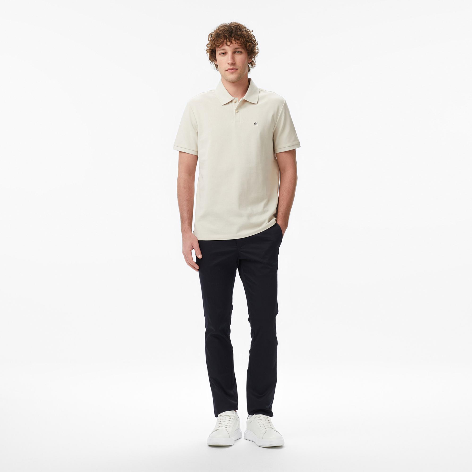 Calvin Klein Monogram Pique Erkek Bej Polo