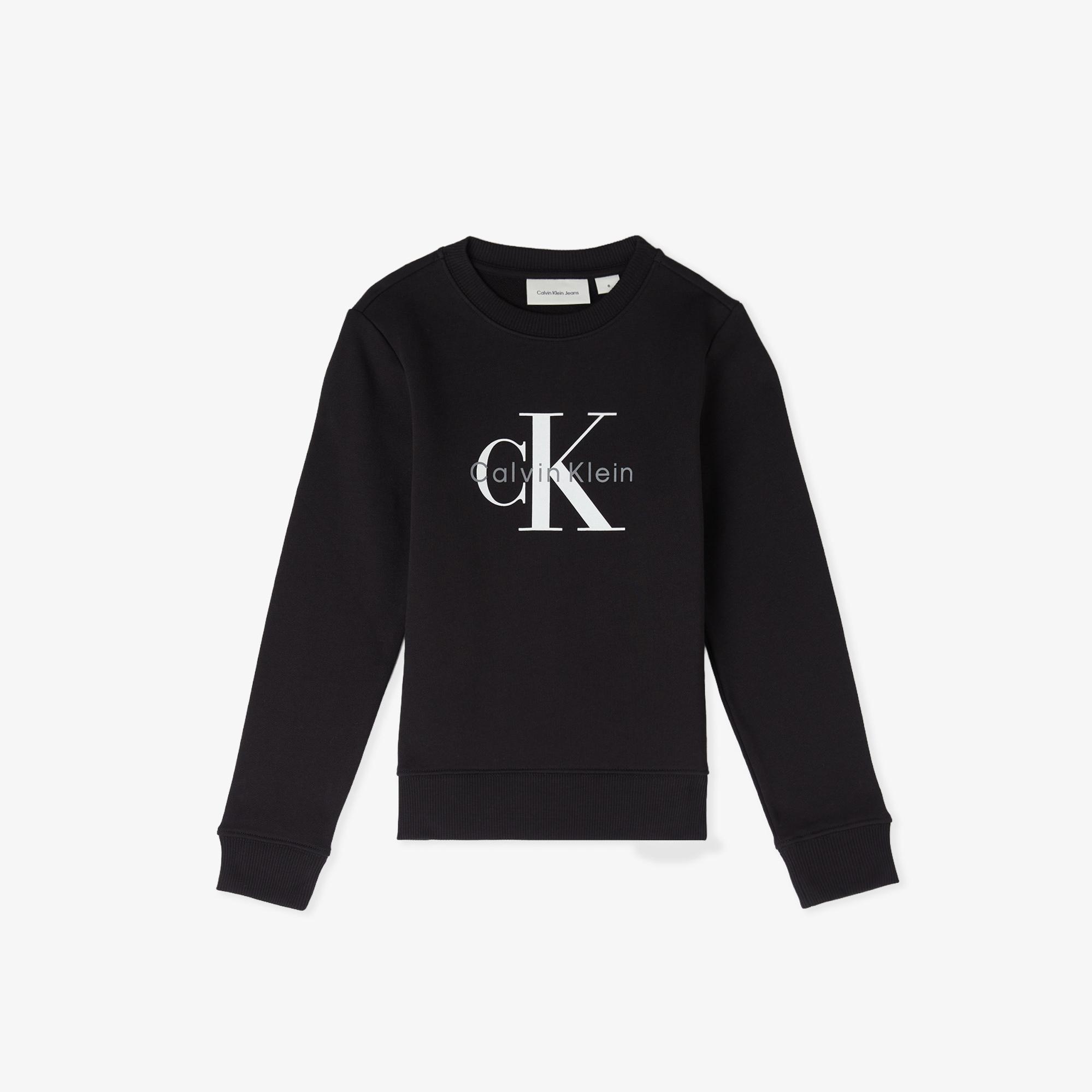 Calvin Klein Monogram Terry Çocuk Siyah Sweatshirt