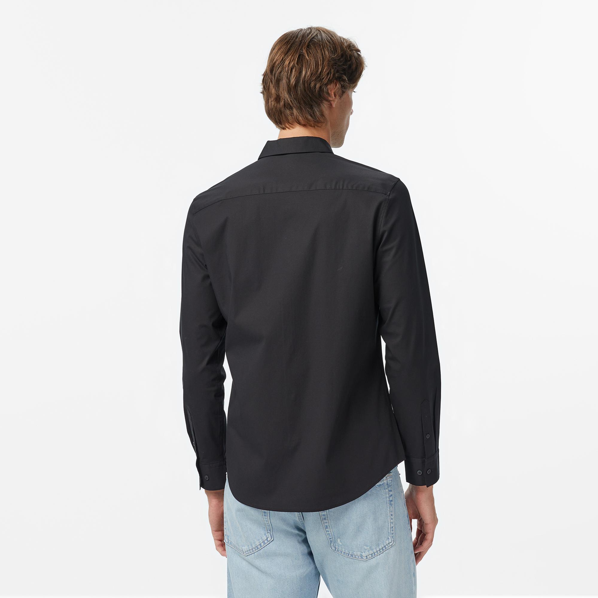 Calvin Klein Solid Slim Erkek Siyah Gömlek