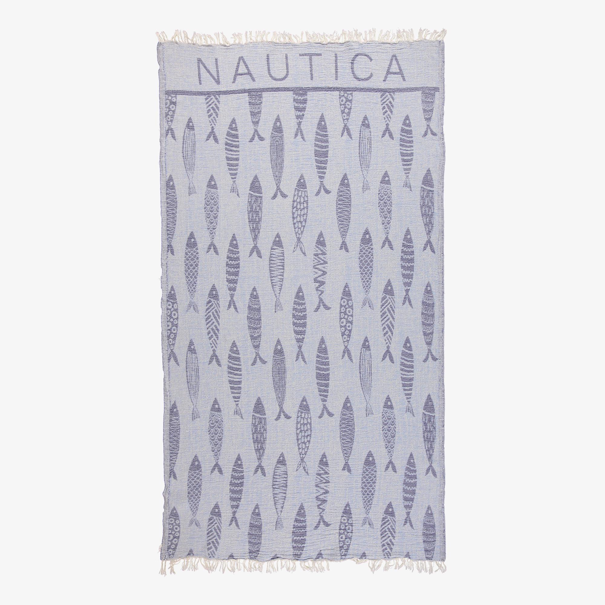Nautica Unisex Mavi Desenli Havlu
