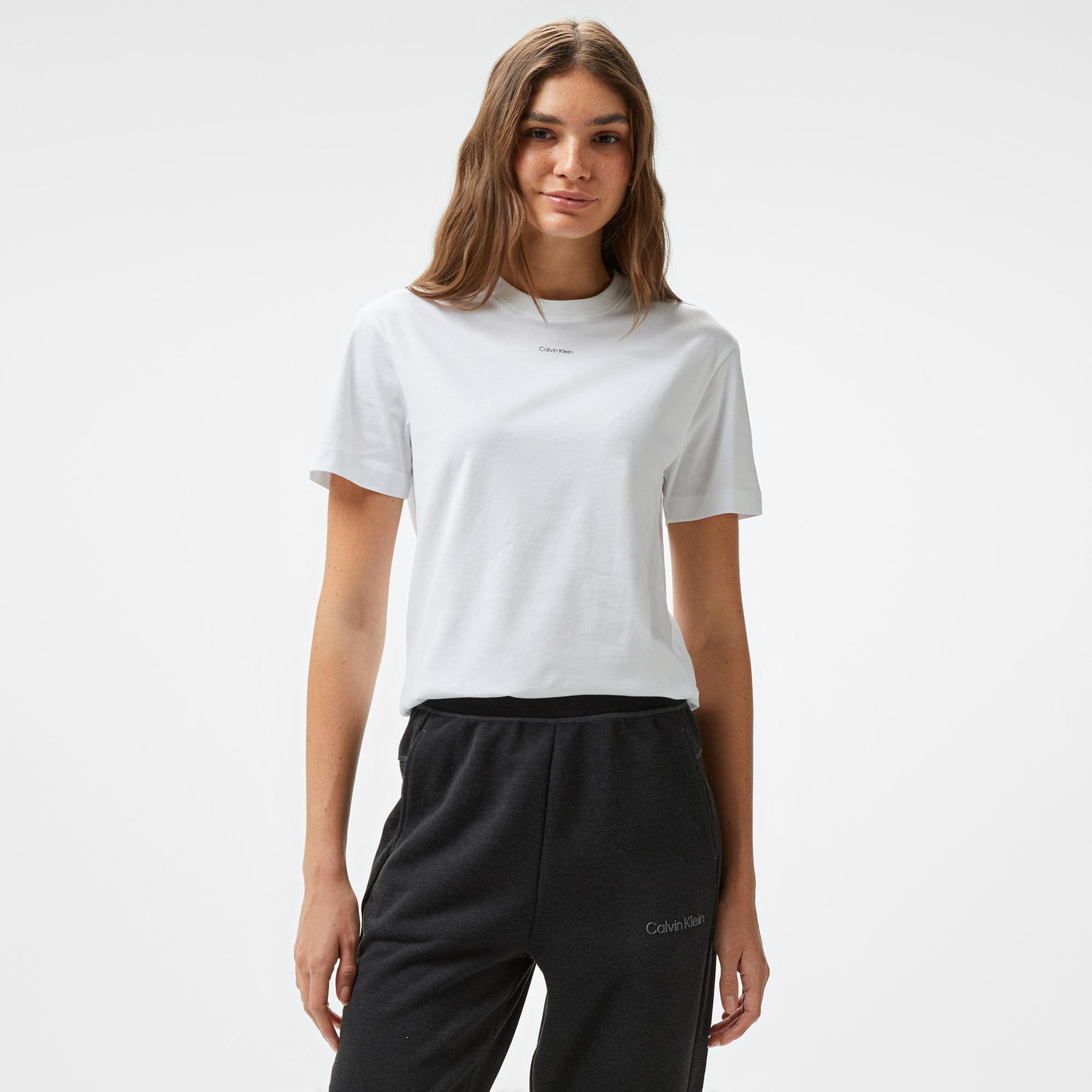 Calvin Klein Nano Logo Regular Kadın Beyaz T-Shirt