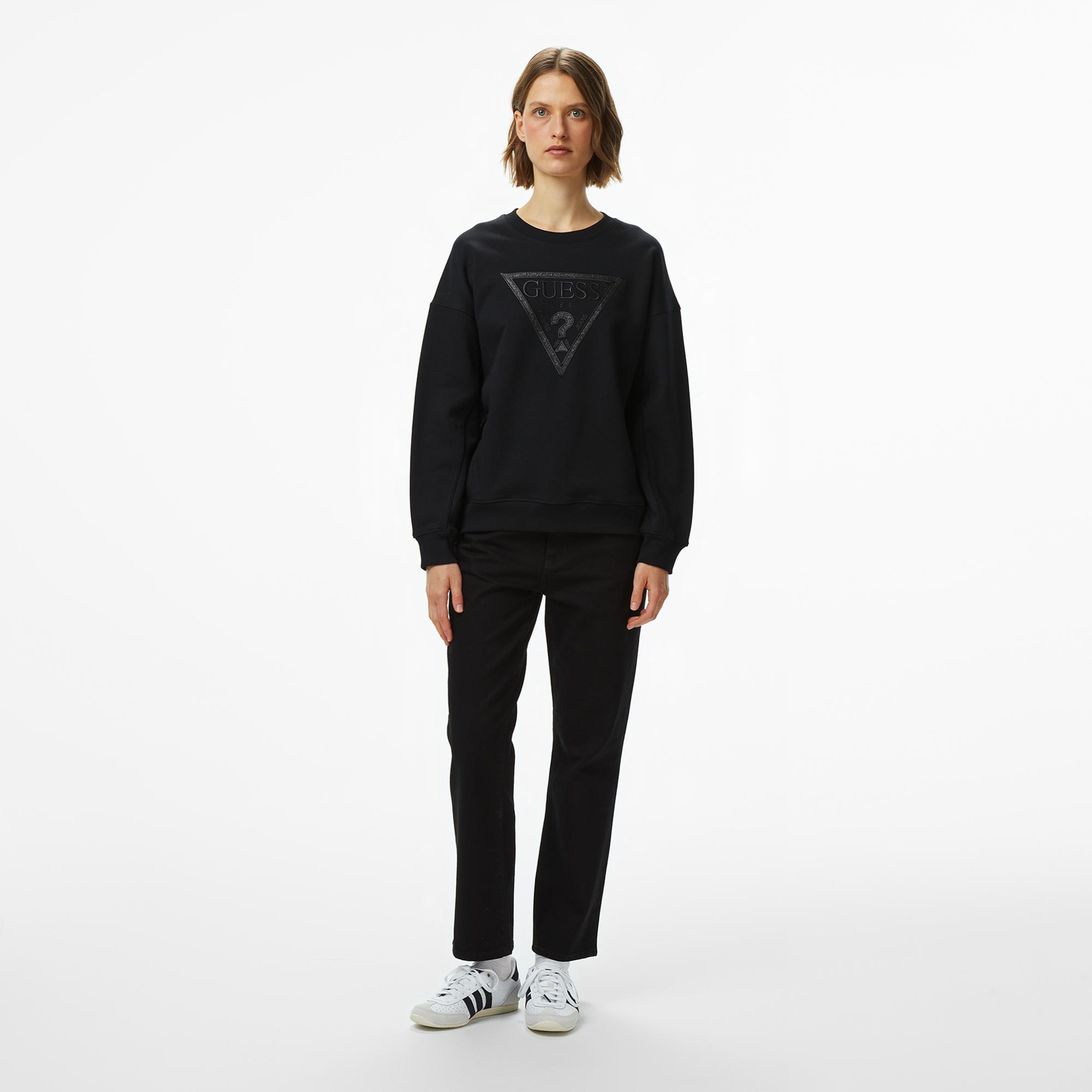 Guess Glitter Kadın Siyah Sweatshirt