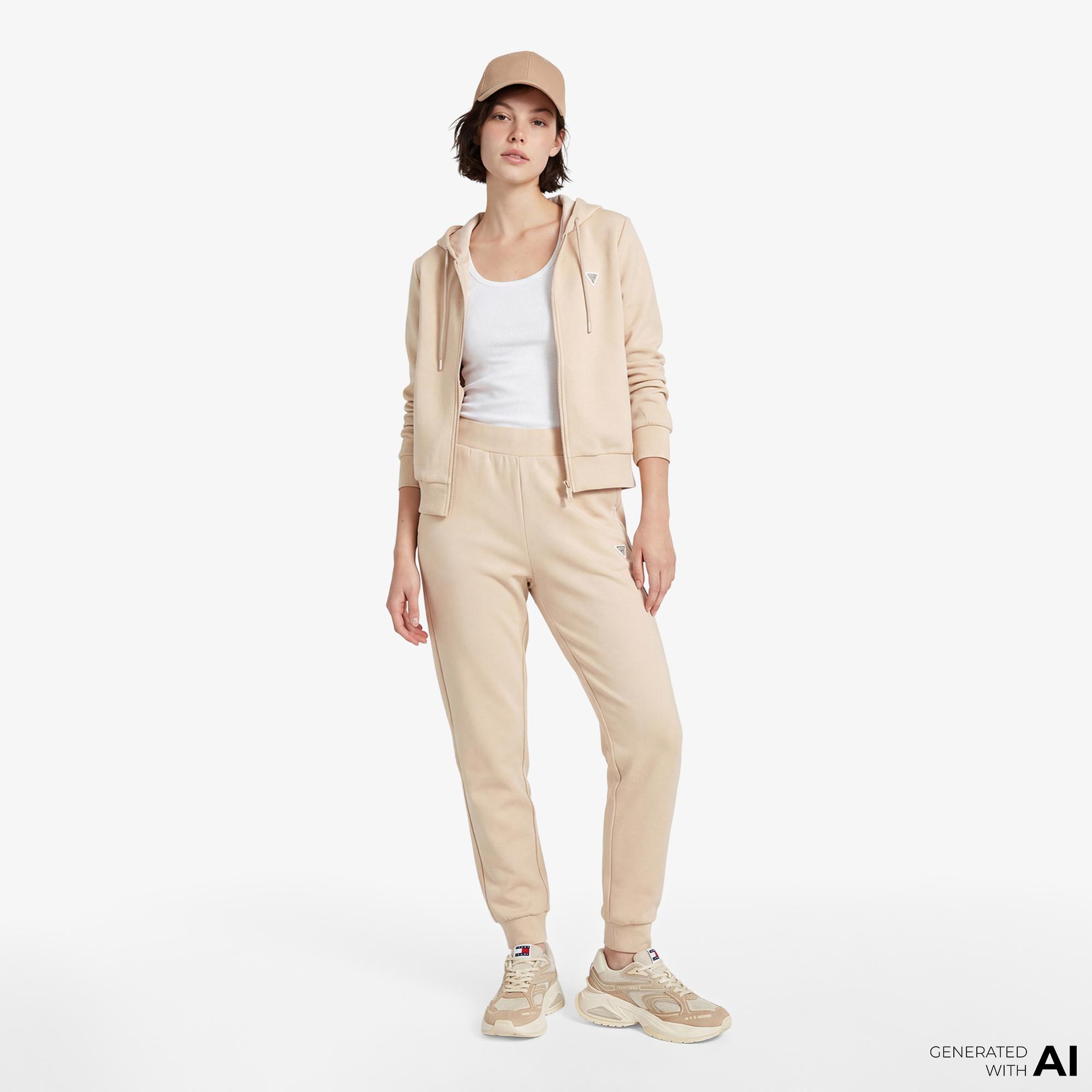 Guess Olympe Aktif Modal Karışımlı Scuba Kadın Kahverengi Sweatshirt