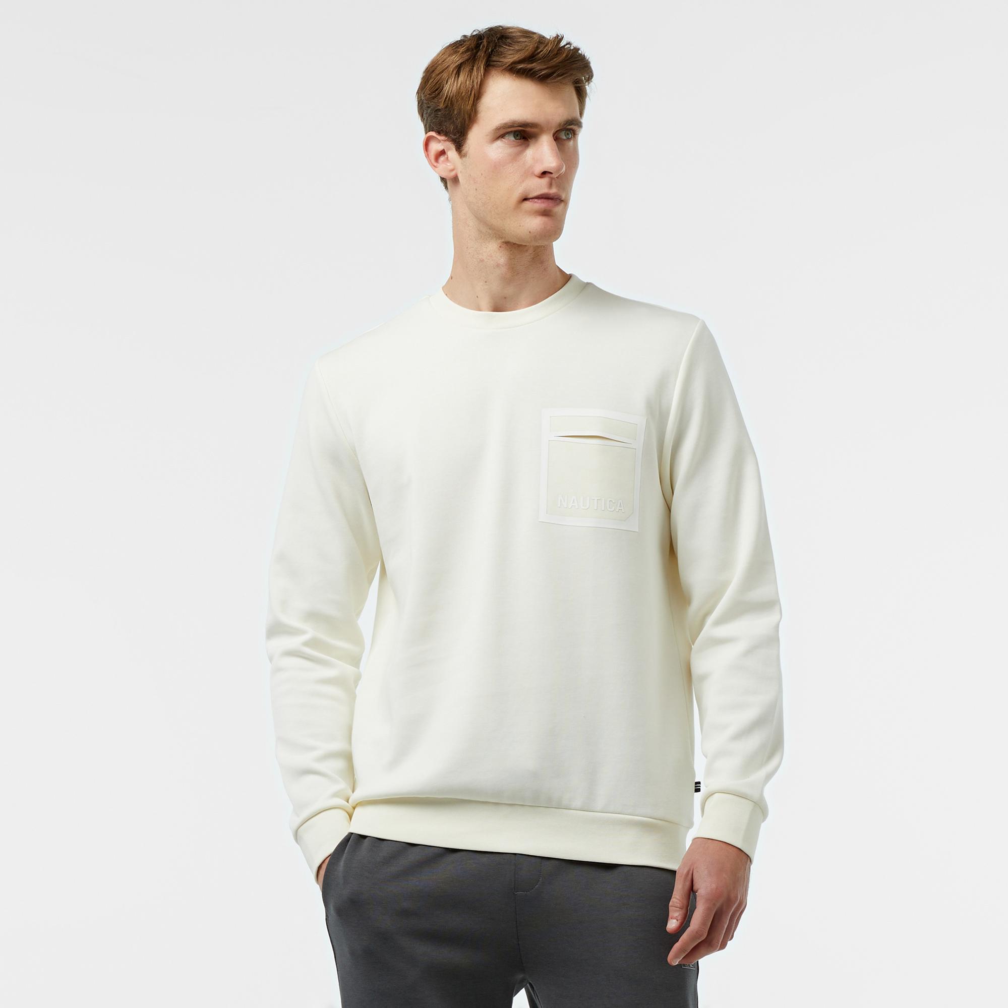 Nautica Erkek Beyaz Regular Fit Sweatshirt