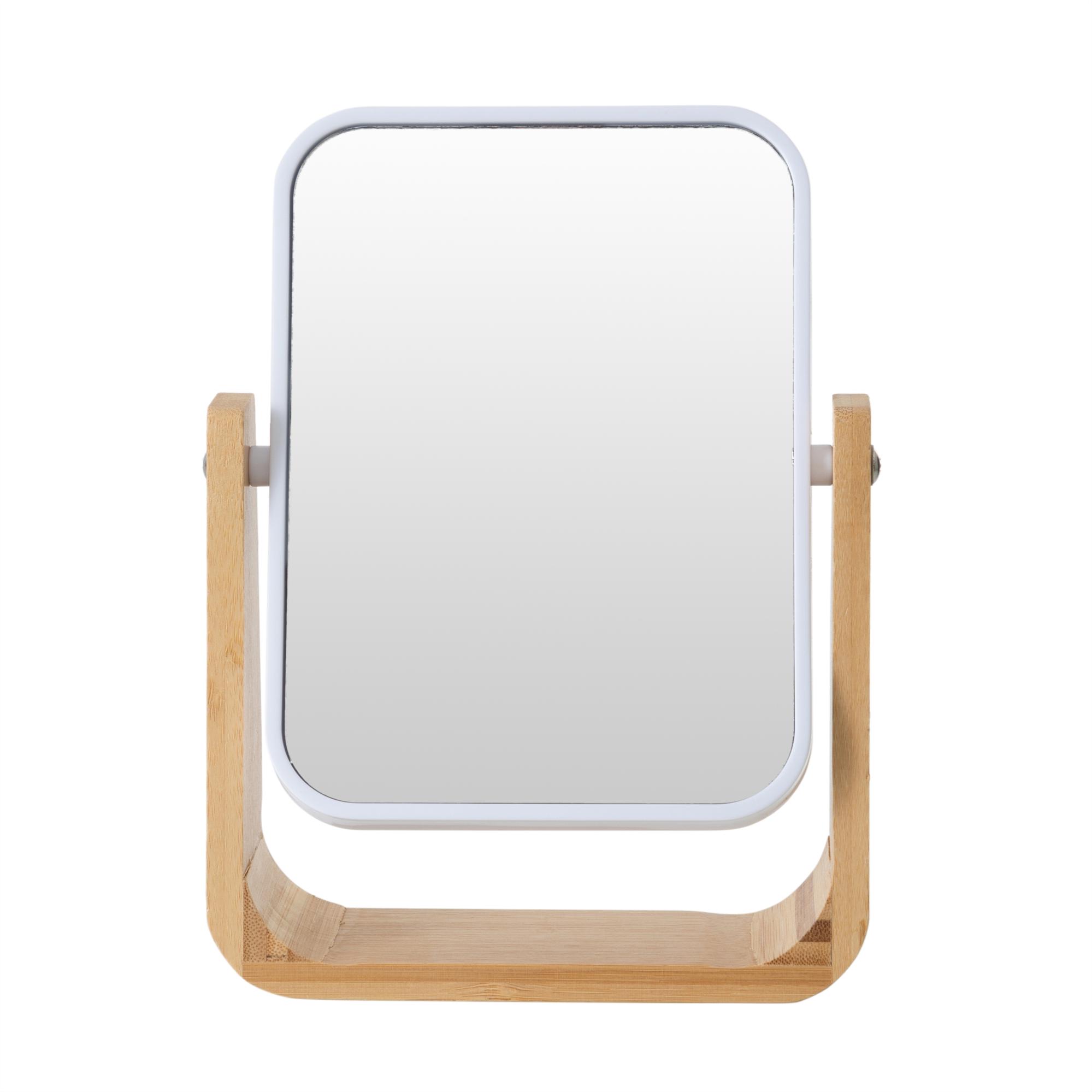 BOHO BAMBU BÜYÜTEÇLİ AYNA BEYAZ 16X5,8X21,8