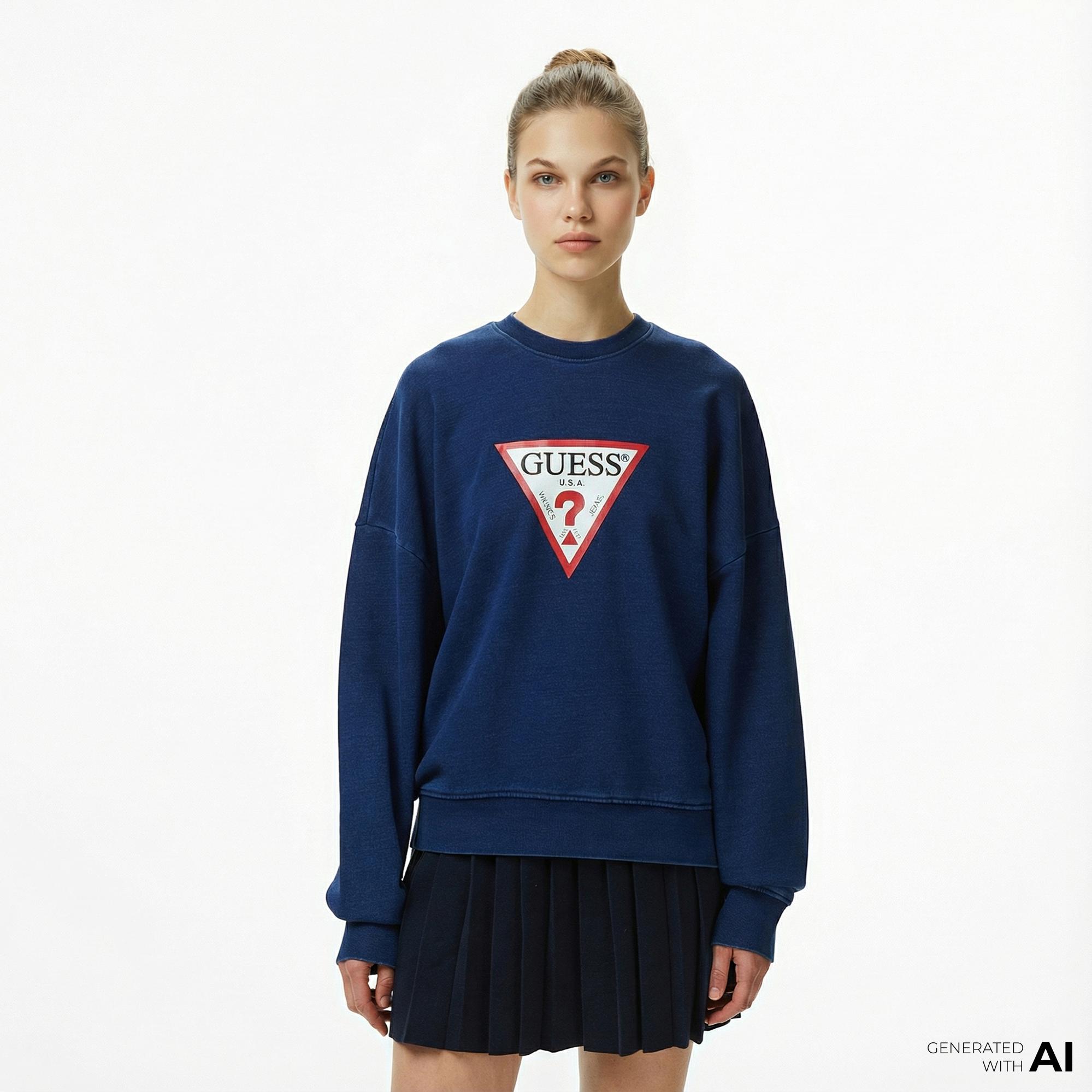 Guess Kadın Lacivert Sweatshirt