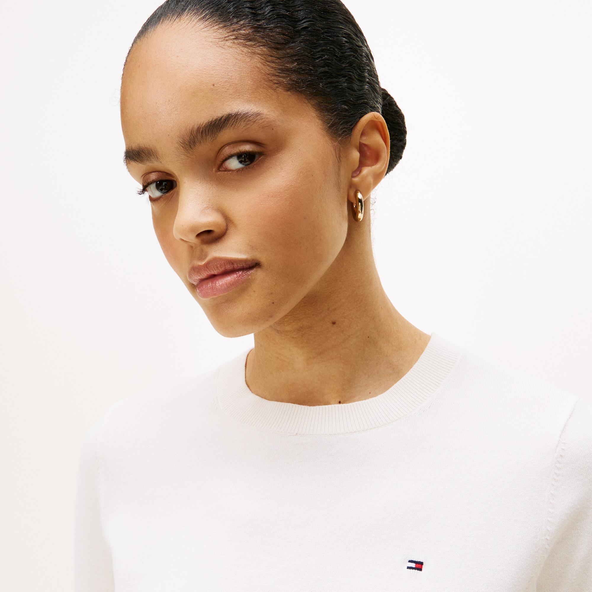 Tommy Hilfiger Stitch Kadın Beyaz Kazak