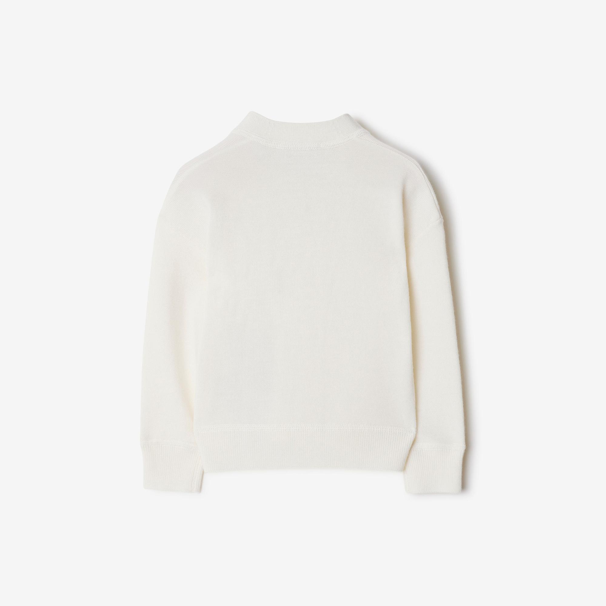 Burberry Romie Label Wool Cardigan Çocuk Beyaz Hırka